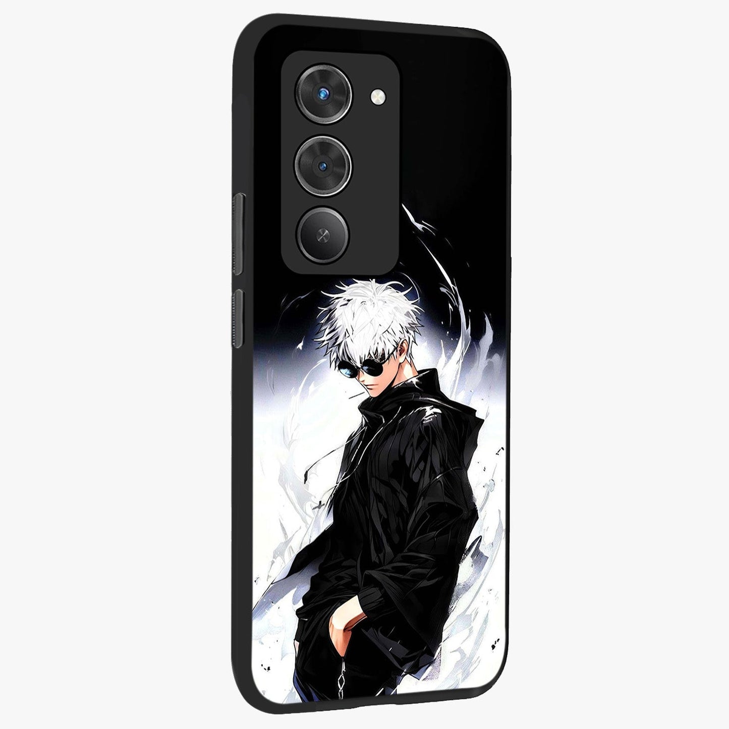 Limitless Shadow King Glass Case upright view showcasing bold shadow warrior artwork with epic fantasy theme.