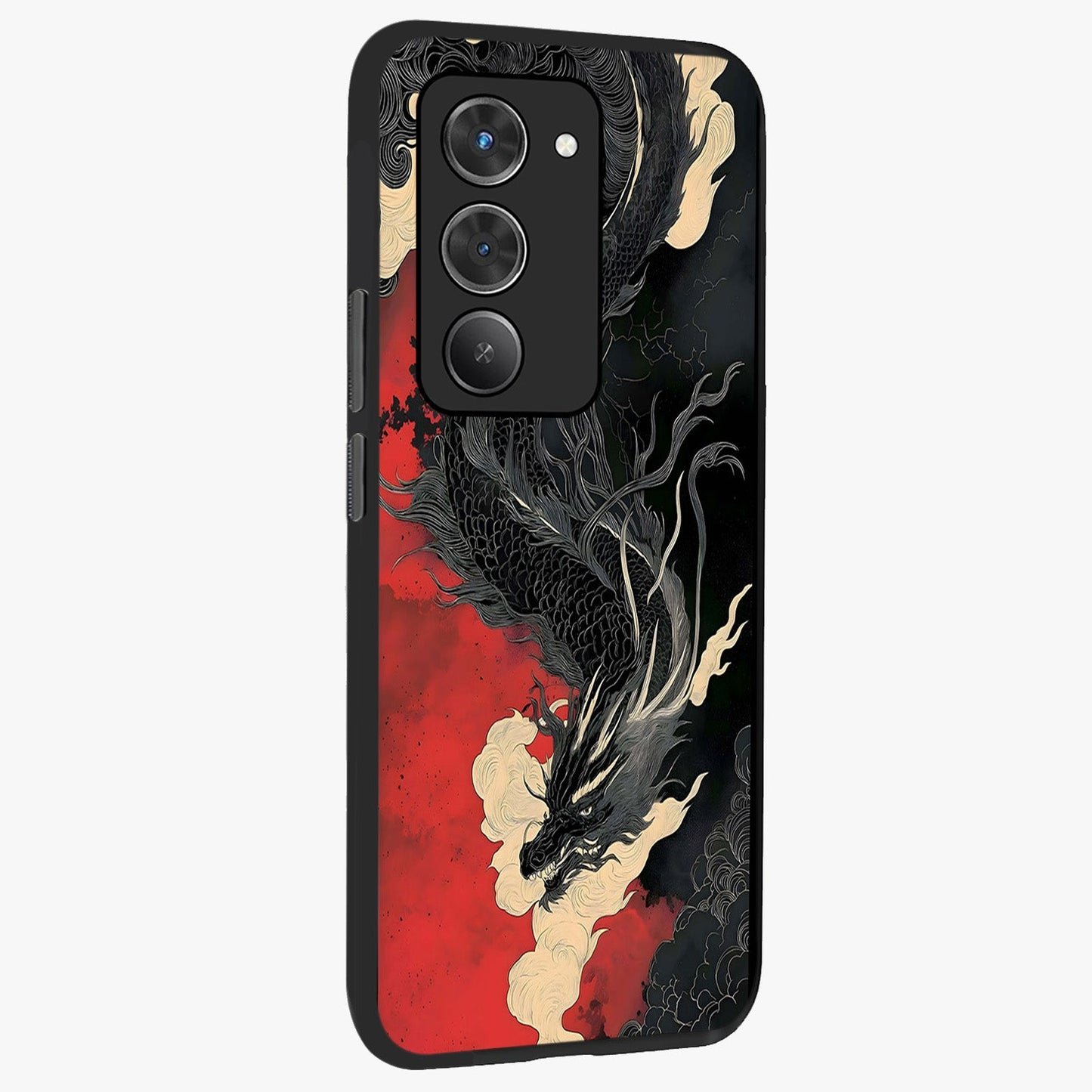 Shadow Dragon Fury Glass Case upright view showcasing intense dragon artwork with dramatic shadow theme.