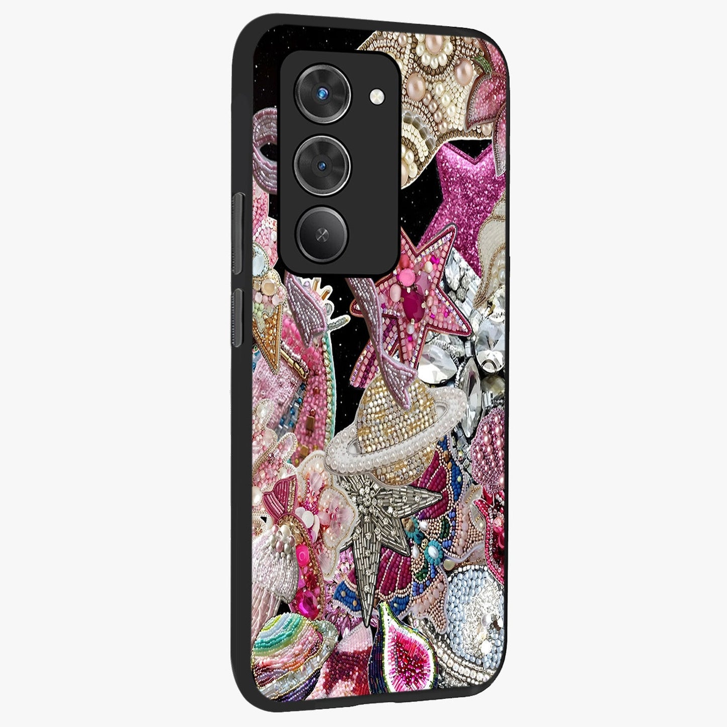 Starlit Jewel Dream Glass Case upright view showcasing radiant star inspired artwork with magical night theme.