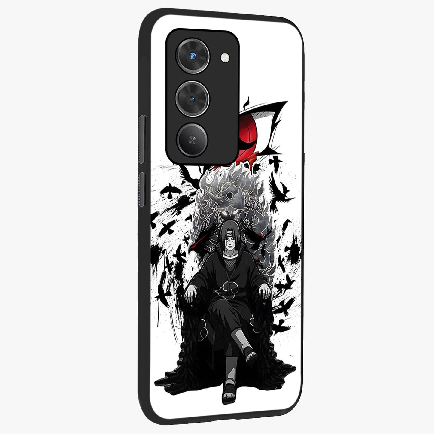 Uchiha Shadow Throne Glass Case upright view showcasing magical underwater galaxy artwork with vibrant cosmic theme.