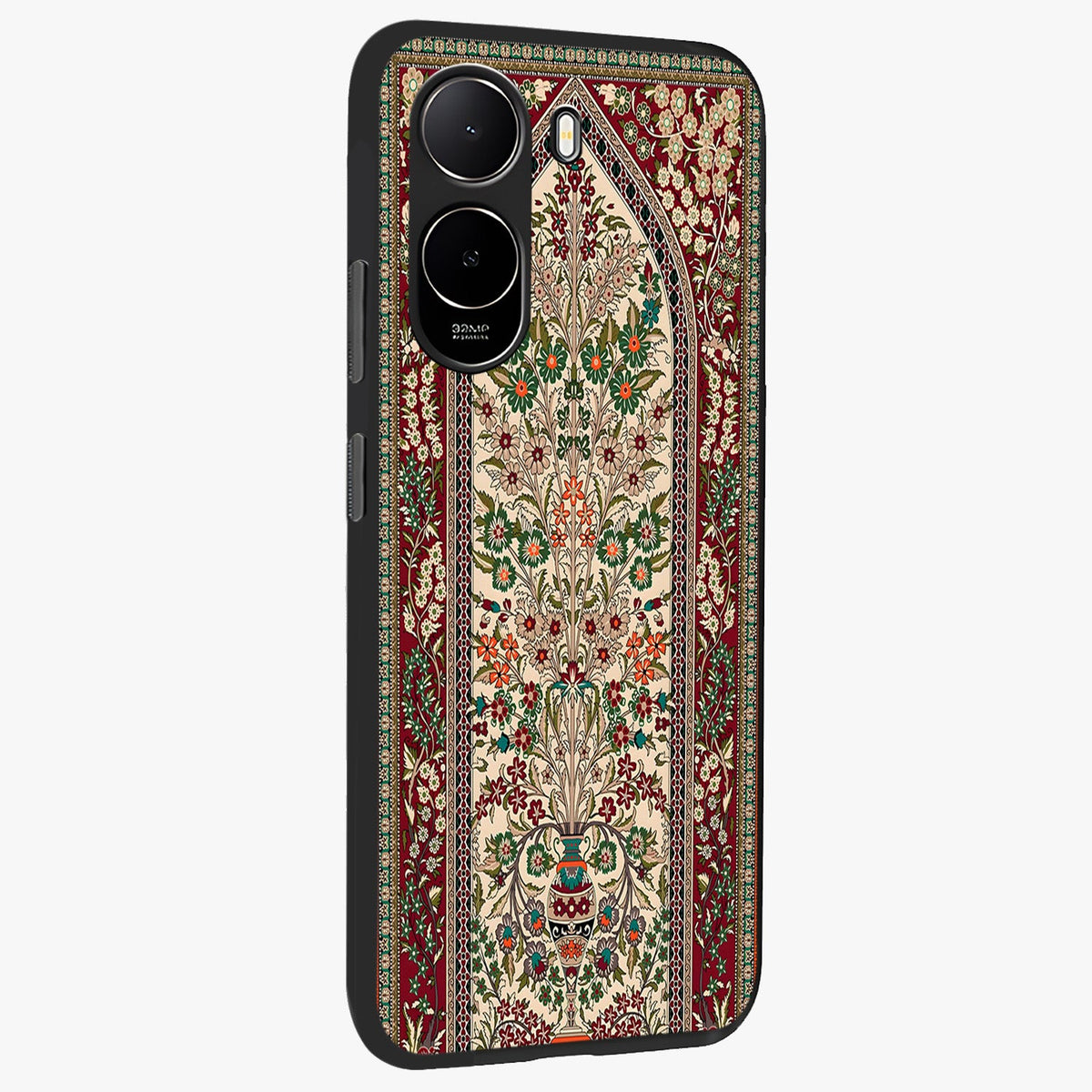 Persian Inspired Glass Case upright view showcasing decorative Persian artwork with rich heritage theme.