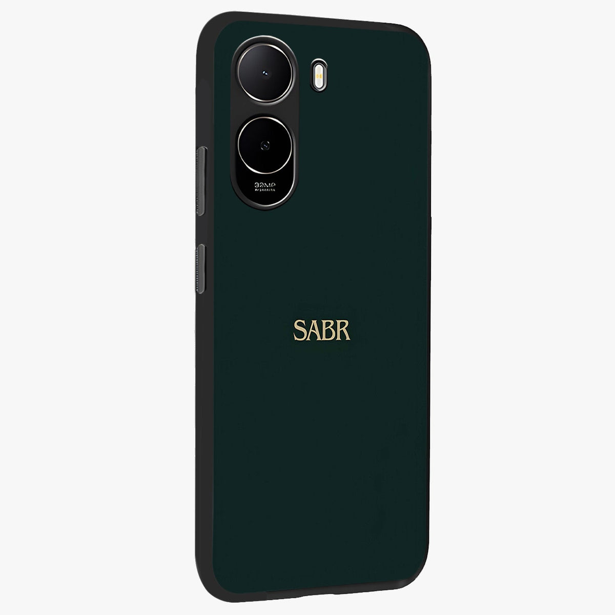Sabr Minimal Patience Glass Case upright view showcasing calm minimalist artwork with motivational patience theme.