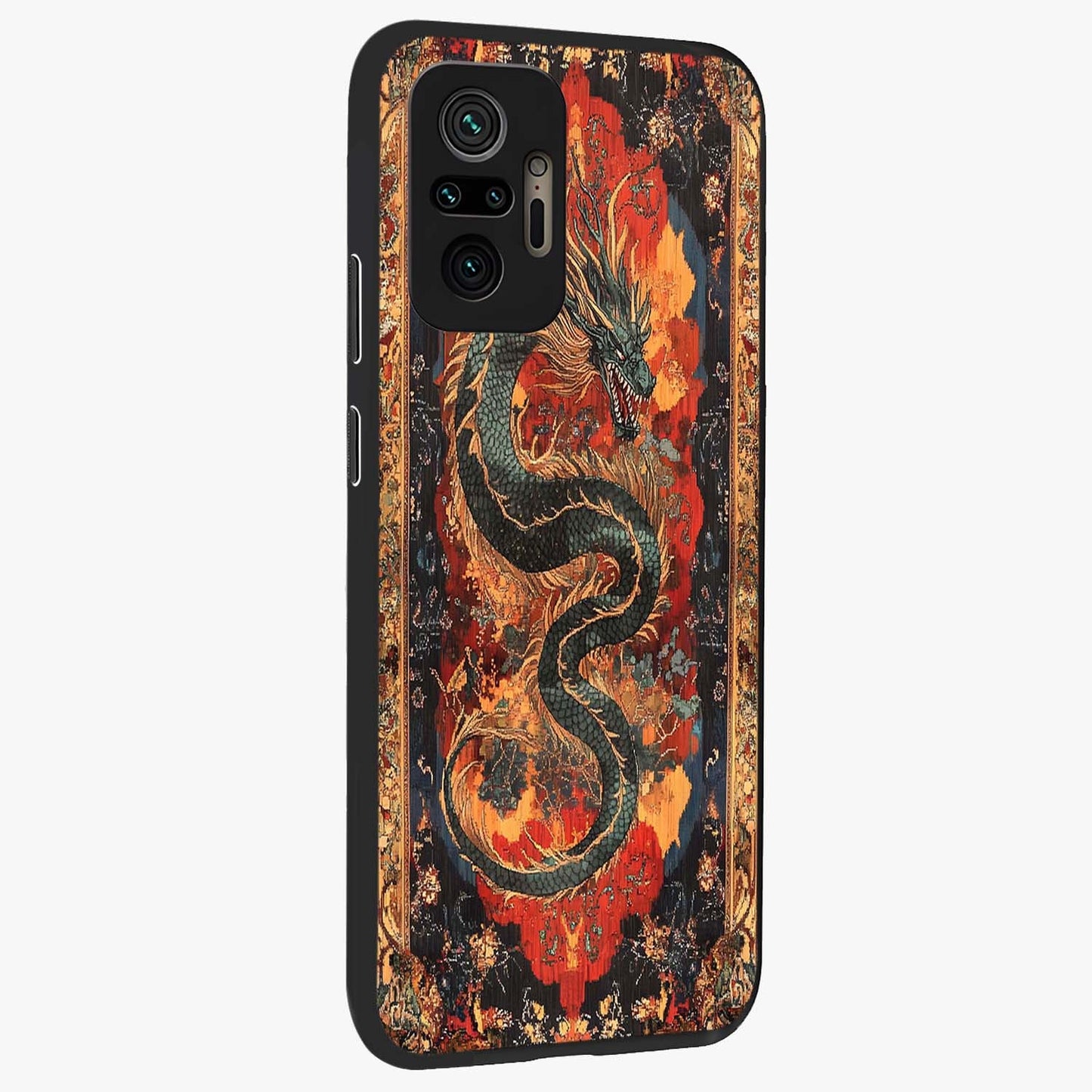 Inferno Dragon Soul Glass Case upright view showcasing intense dragon artwork with fantasy fire theme.