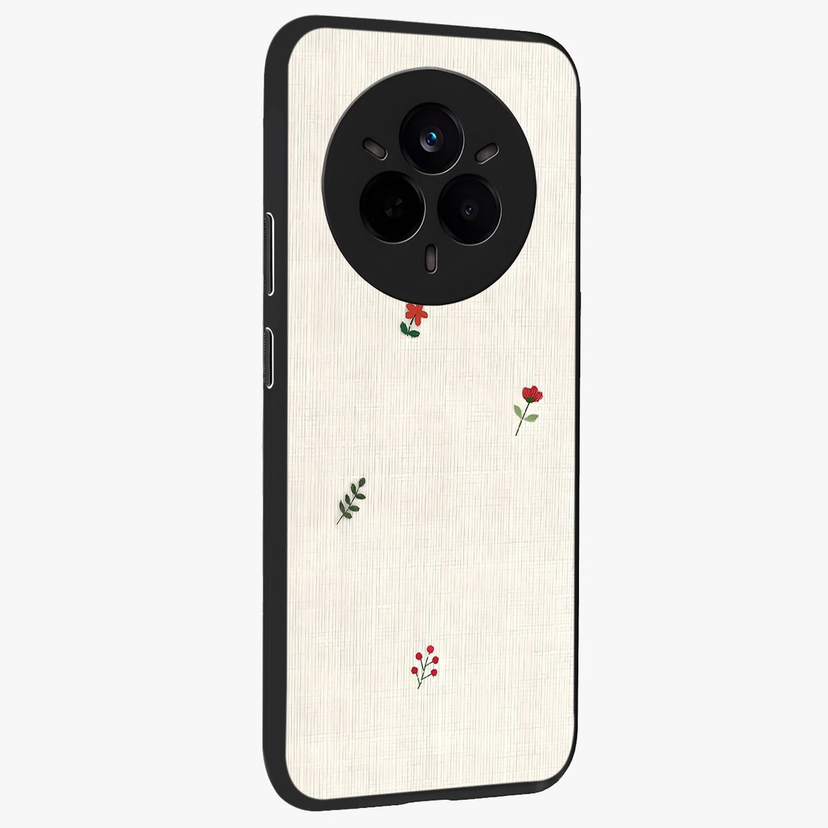 Minimalistic Blue With White Flower Pattern Glass Case upright view showcasing clean white flower artwork with calming blue theme.
