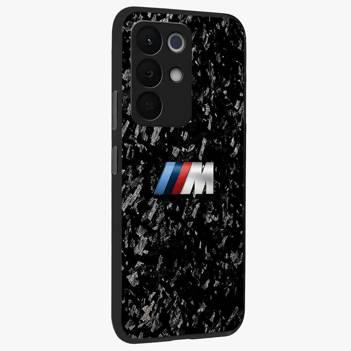 Carbon Speed Mark Glass Case upright view showcasing modern carbon speed graphic with bold automotive theme.