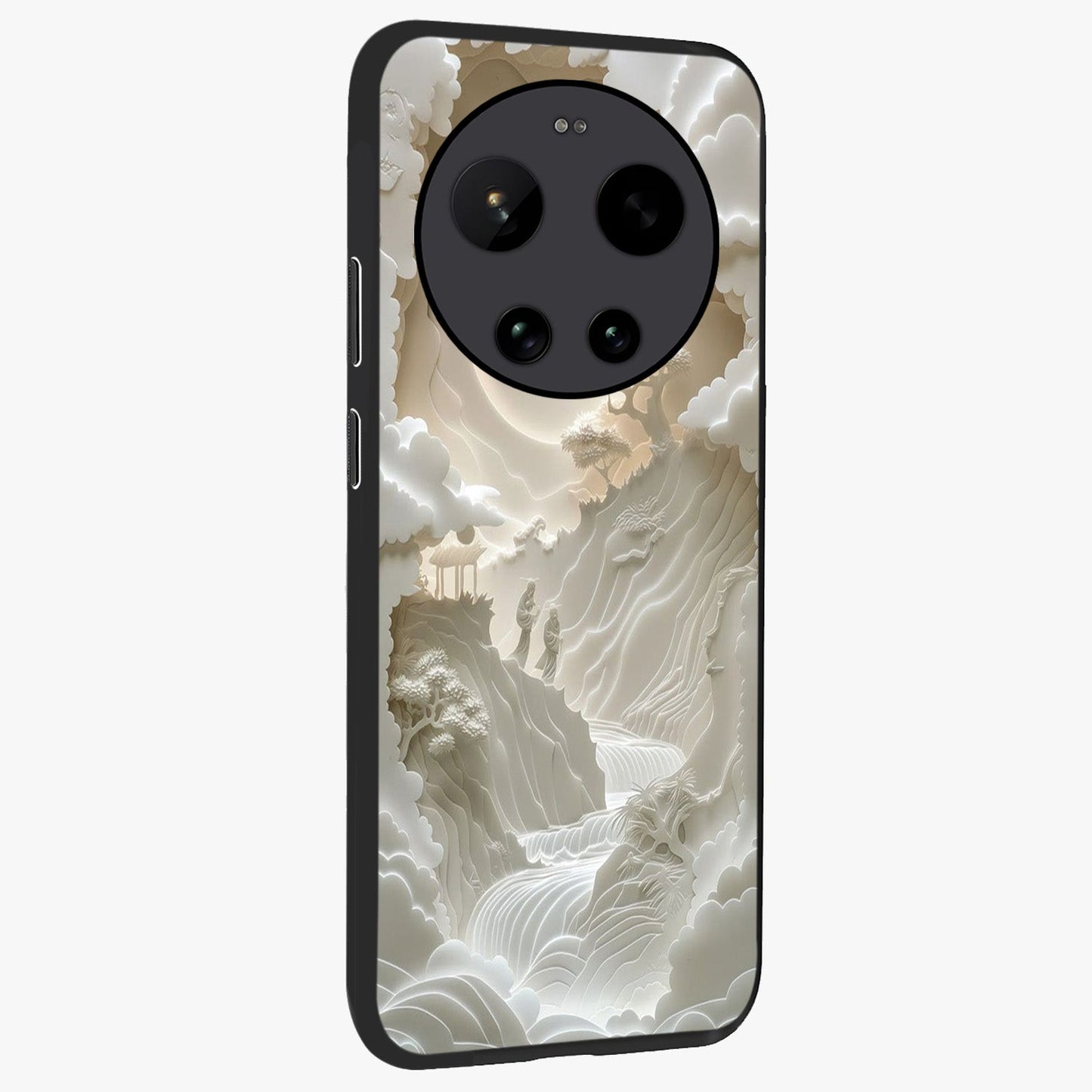 Celestial Origami Glass Case upright view showcasing creative origami artwork with modern celestial style.