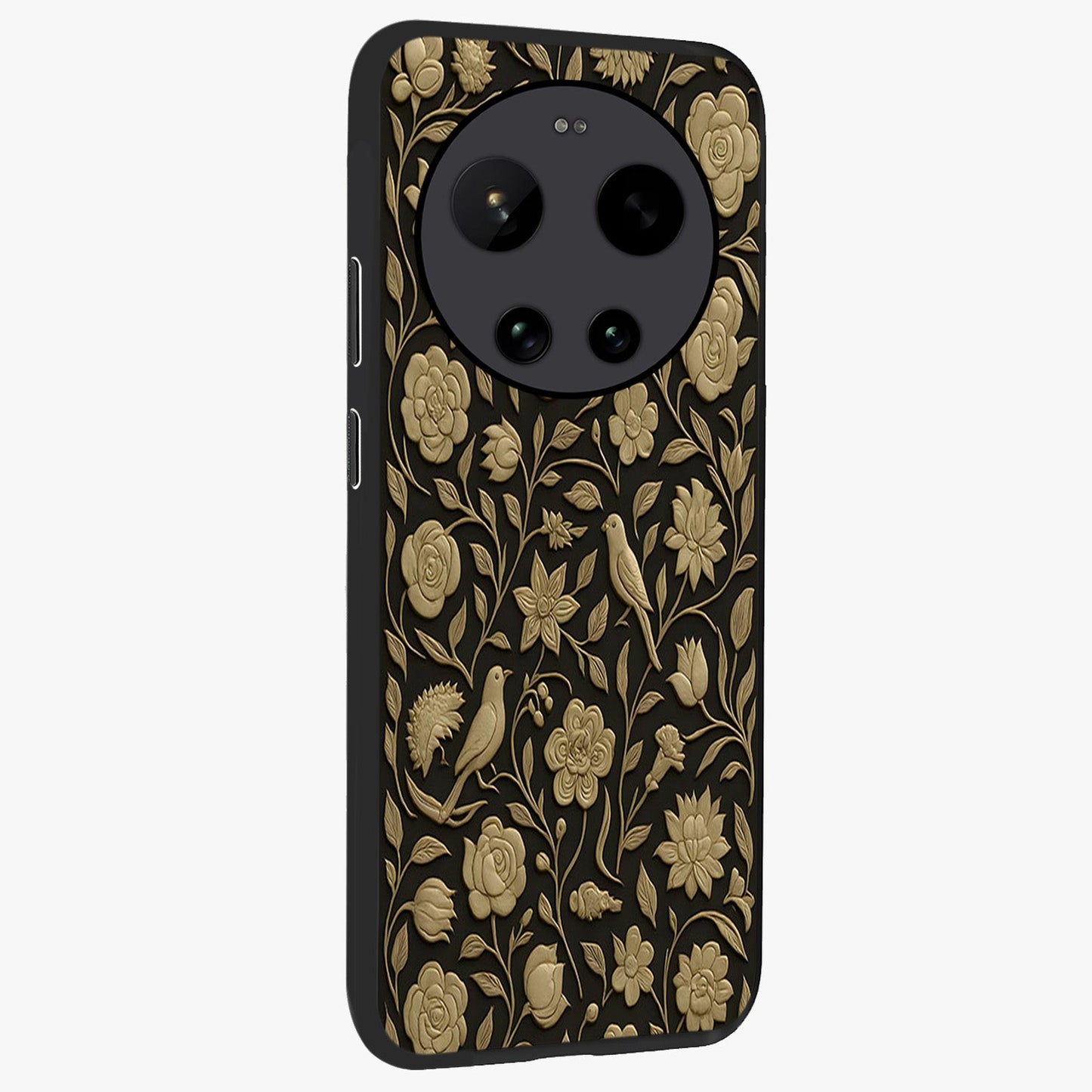 Golden Evil Eye Mandala Glass Case upright view showcasing decorative evil eye mandala artwork with spiritual aesthetic style.