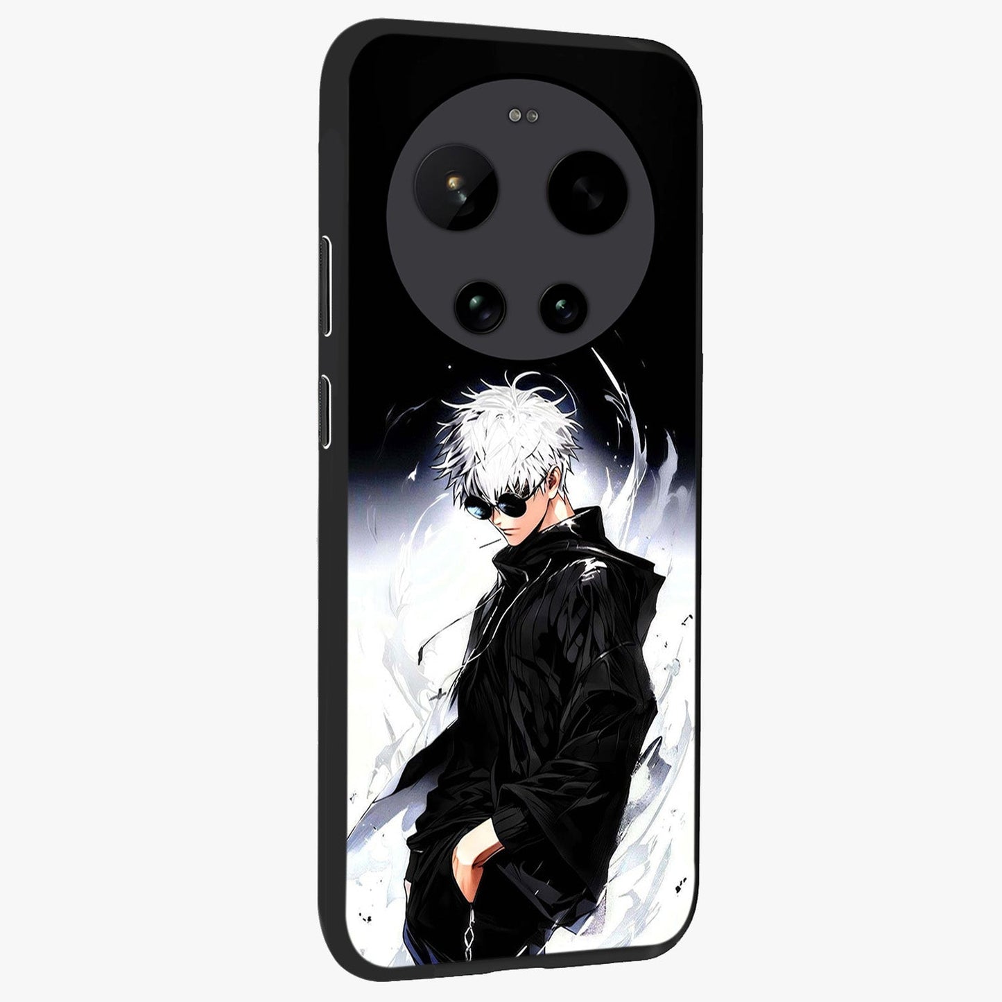Limitless Shadow King Glass Case upright view showcasing bold shadow warrior artwork with epic fantasy theme.