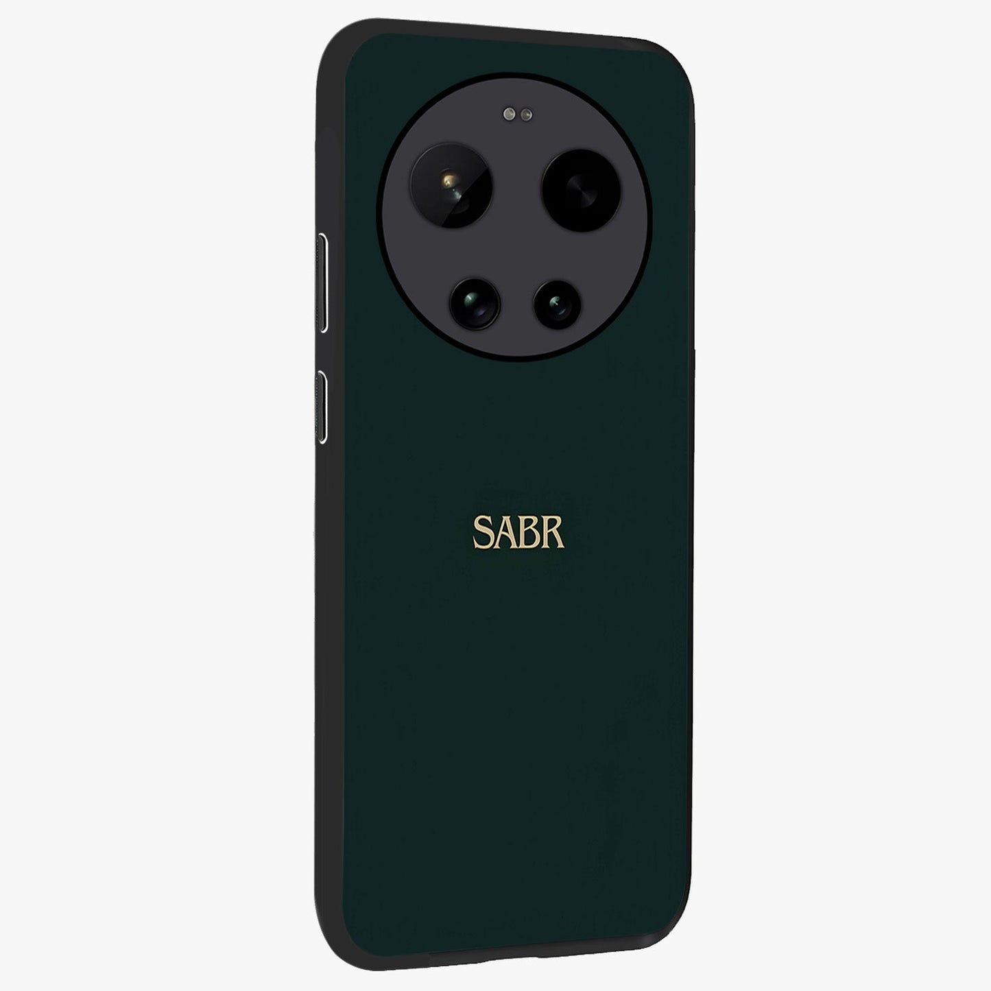 Sabr Minimal Patience Glass Case upright view showcasing calm minimalist artwork with motivational patience theme.