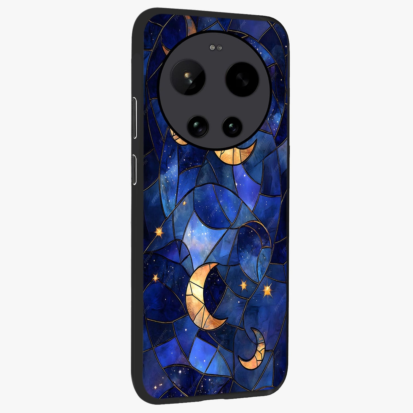 Starlit Sky Tapestry Glass Case upright view showcasing elegant starry sky artwork with cosmic decorative theme.