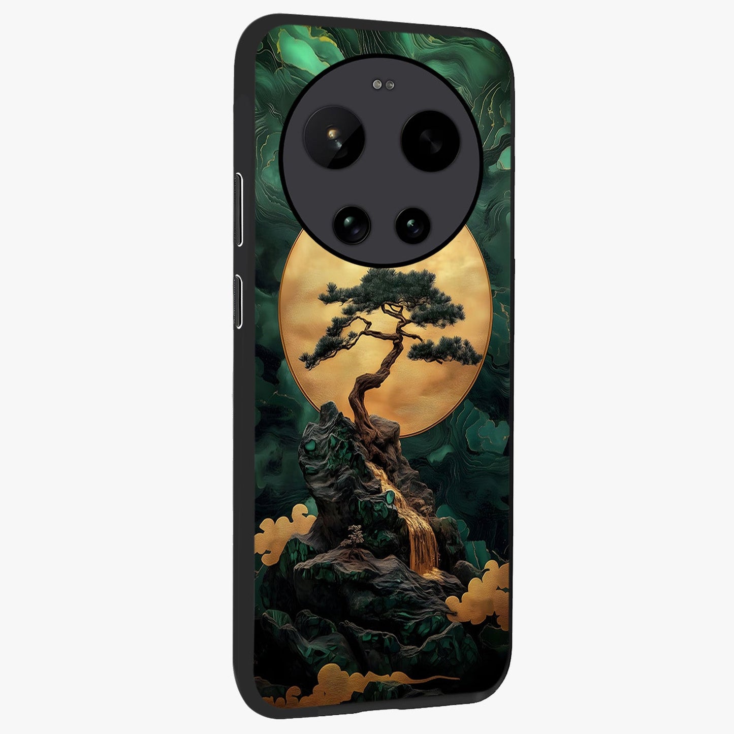 Zen Moon Rise Glass Case upright view showcasing serene moon artwork with tranquil night theme.