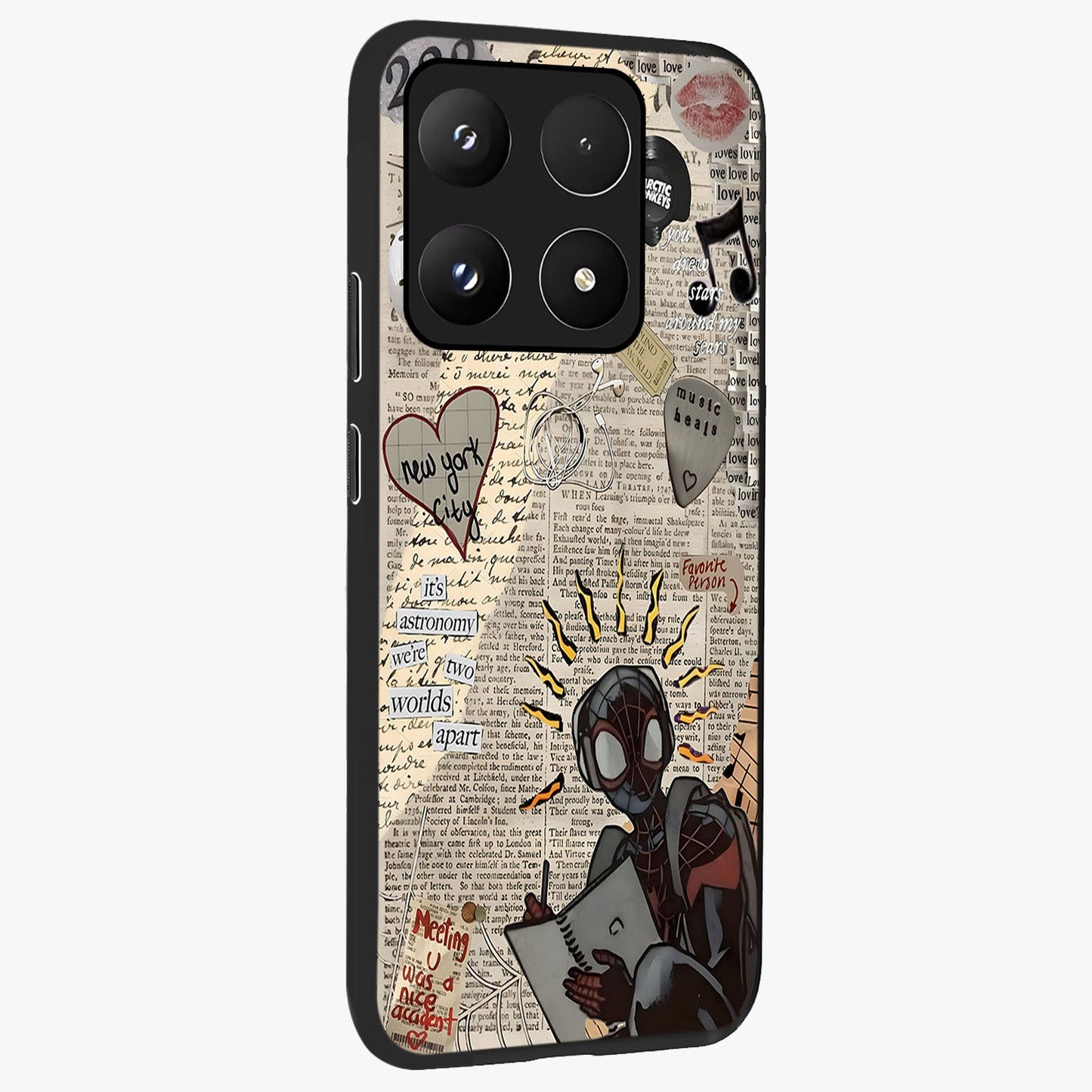 City Dream Sketch Glass Case upright view showcasing urban skyline artwork with stylish hand drawn design.