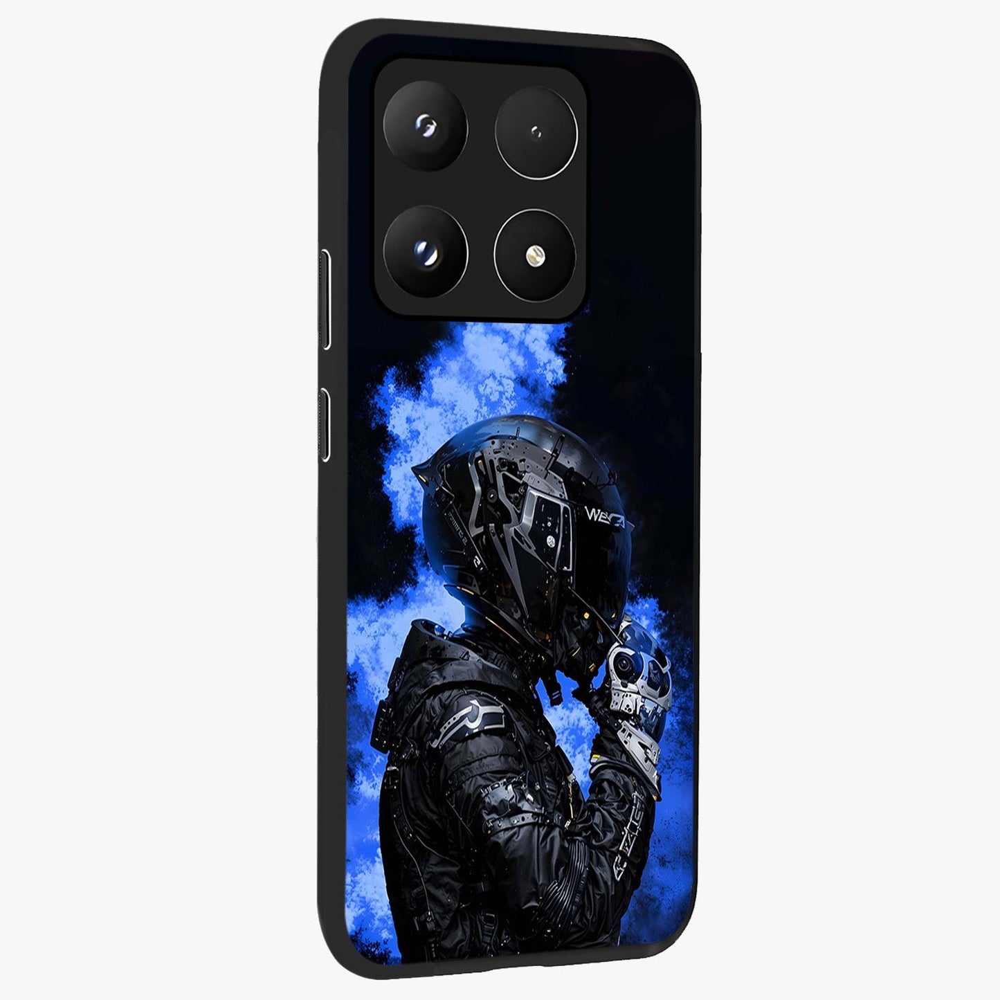 Cyber Sentinel Protocol Glass Case upright view showcasing advanced cyber sentinel artwork with futuristic tech theme.