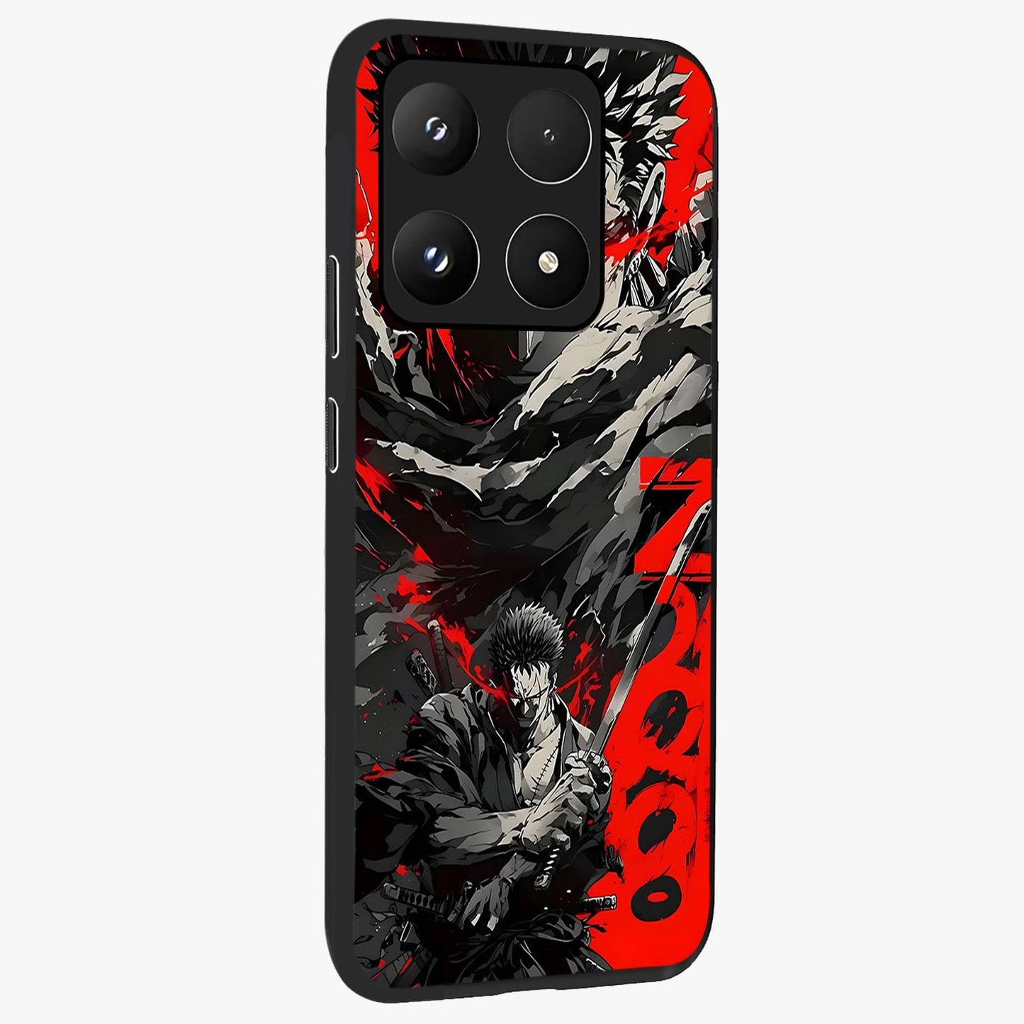 Demon Sword Resolve Glass Case upright view showcasing dramatic warrior artwork with intense battle theme.