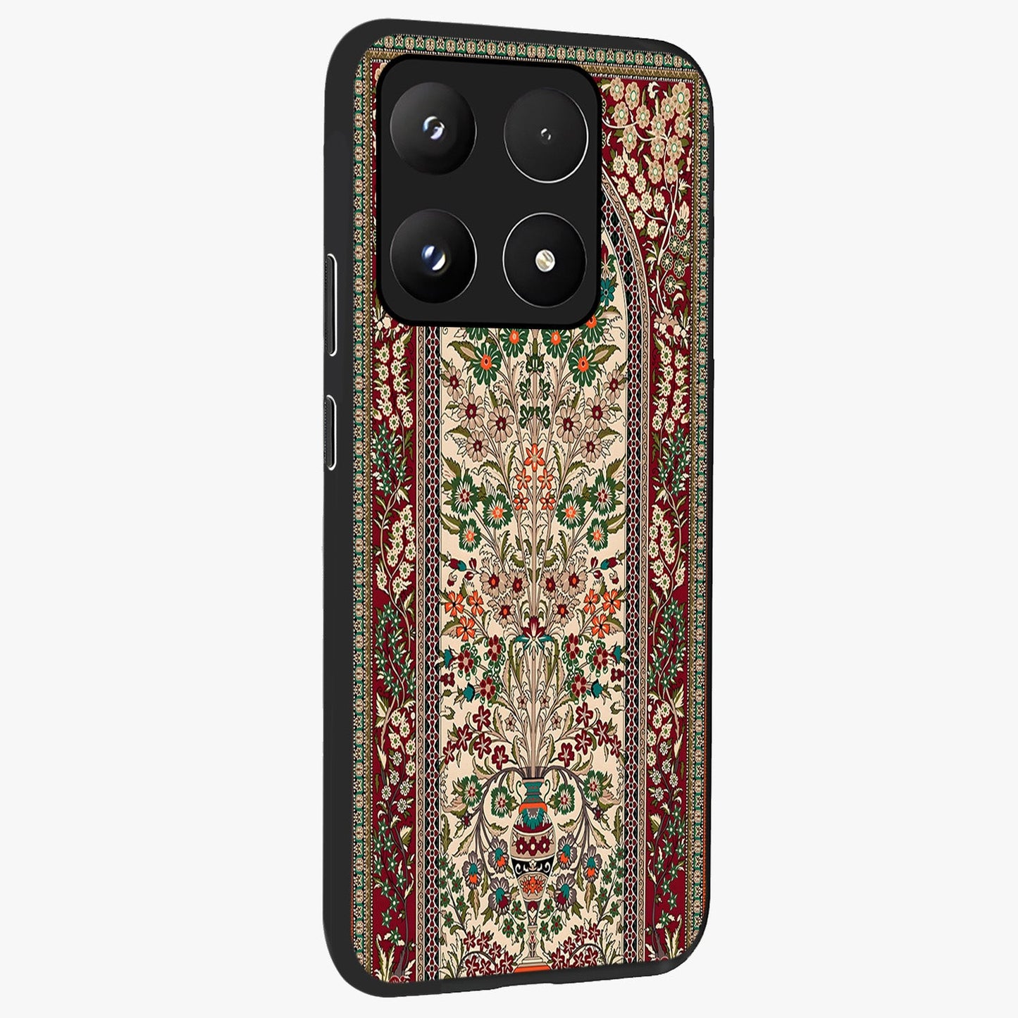 Persian Inspired Glass Case upright view showcasing decorative Persian artwork with rich heritage theme.