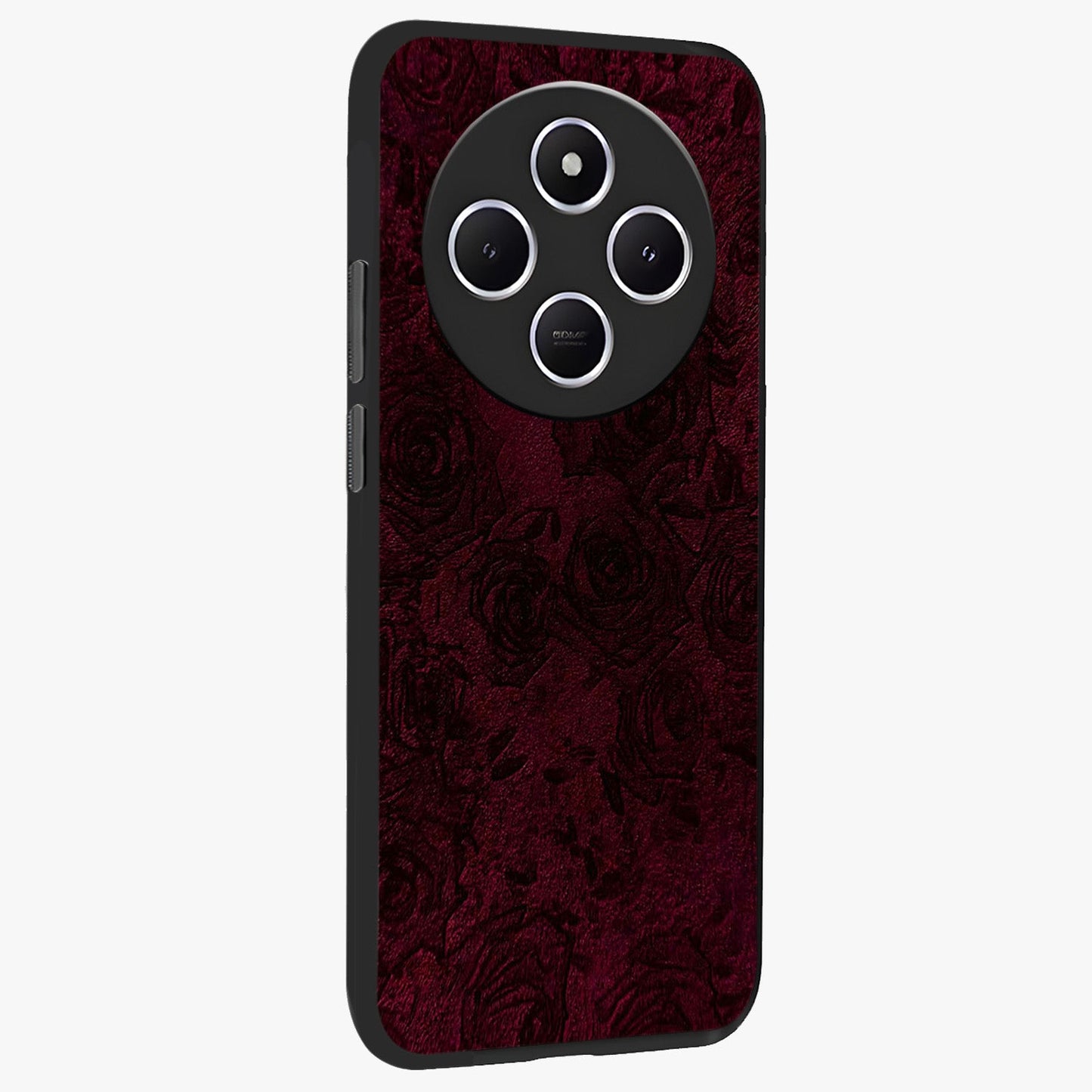 Crimson Fade Flow Glass Case upright view showcasing dynamic crimson flow artwork with stylish abstract theme.
