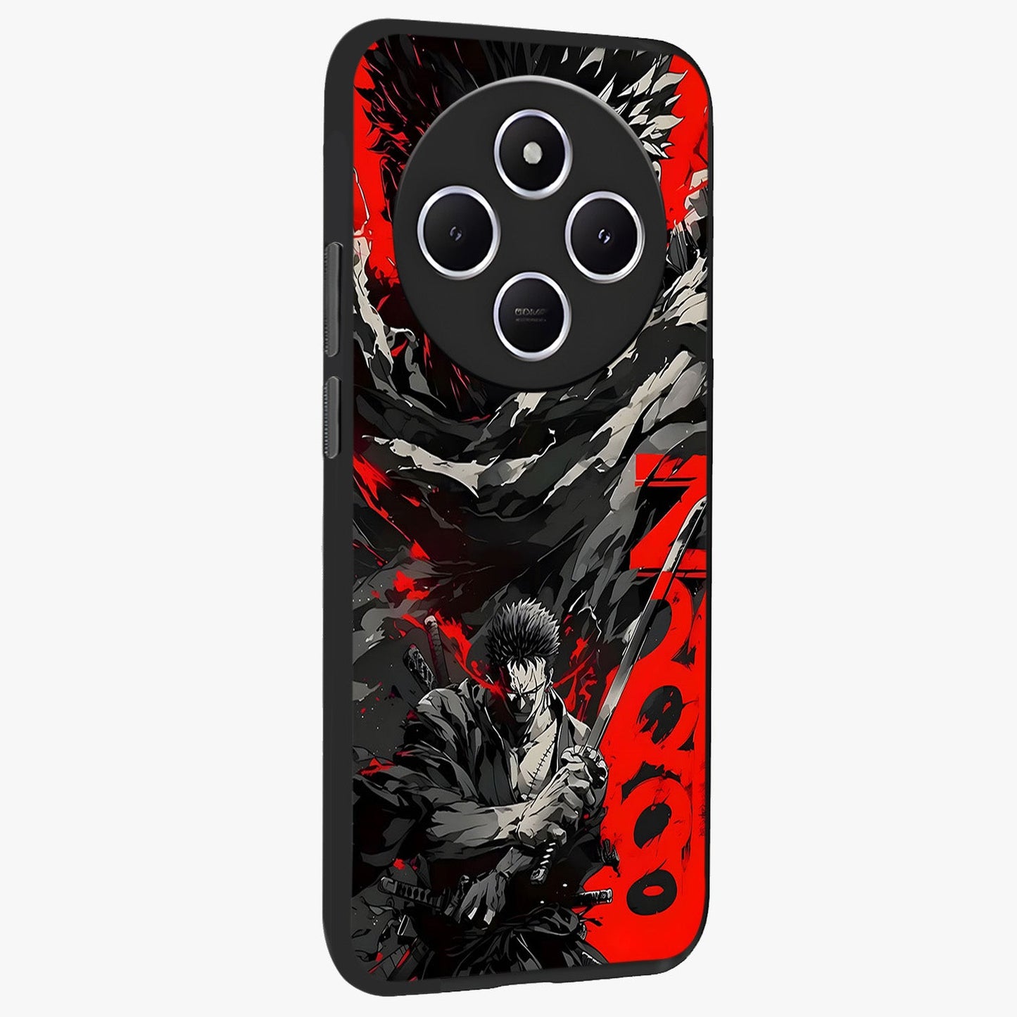 Demon Sword Resolve Glass Case upright view showcasing dramatic warrior artwork with intense battle theme.