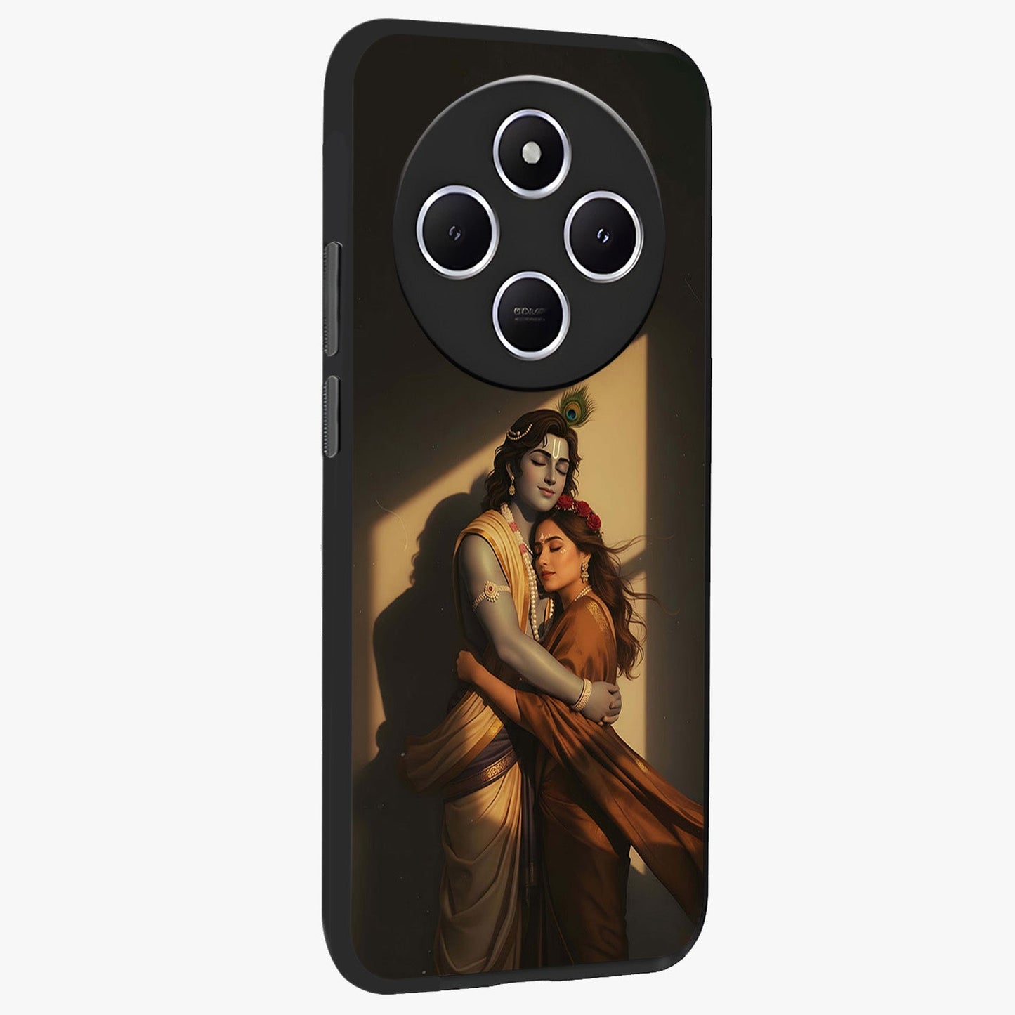 Divine Eternal Love Glass Case upright view showcasing graceful spiritual artwork with eternal love theme.
