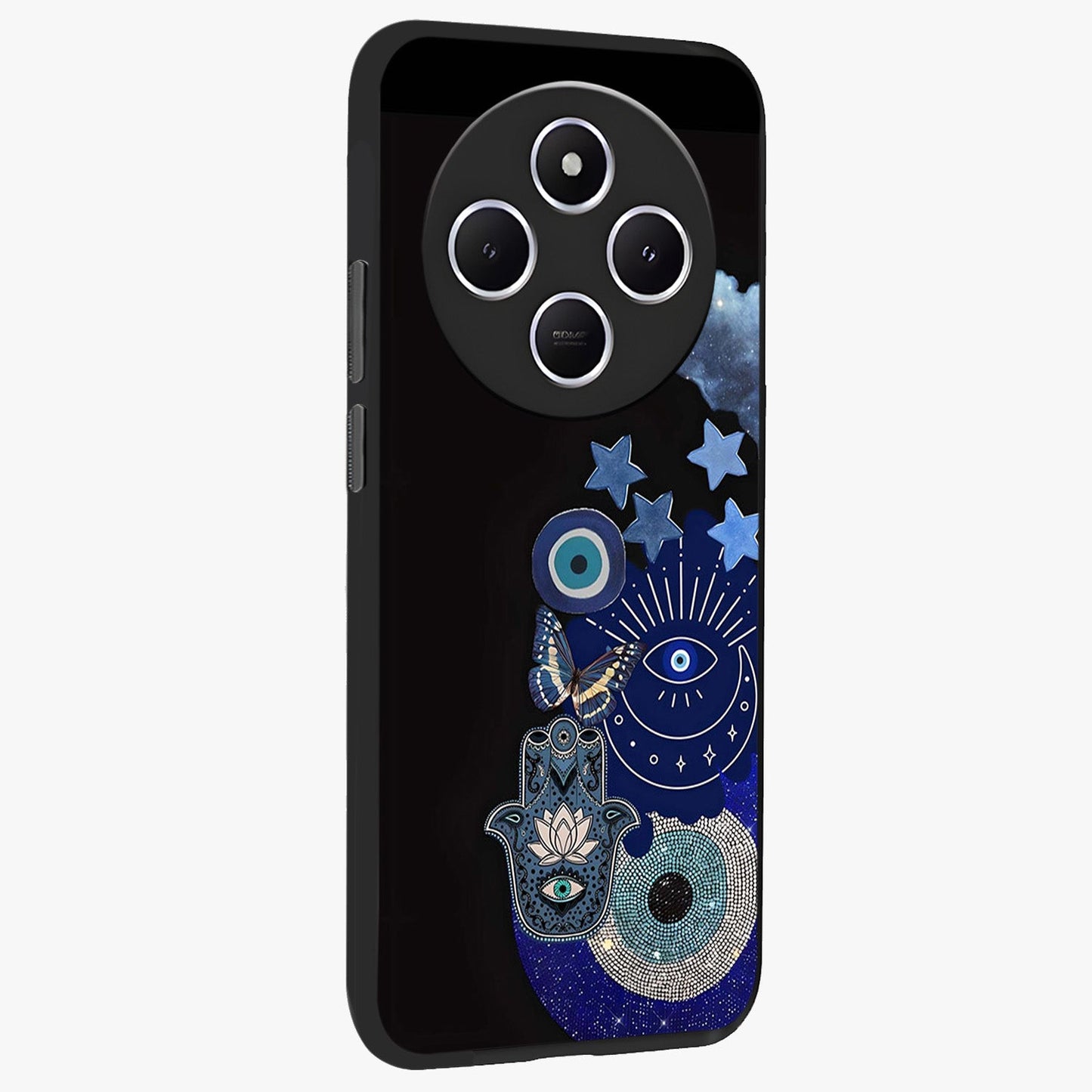 Galactic Charm Cluster Glass Case upright view showcasing glowing cosmic charm artwork with magical celestial style.