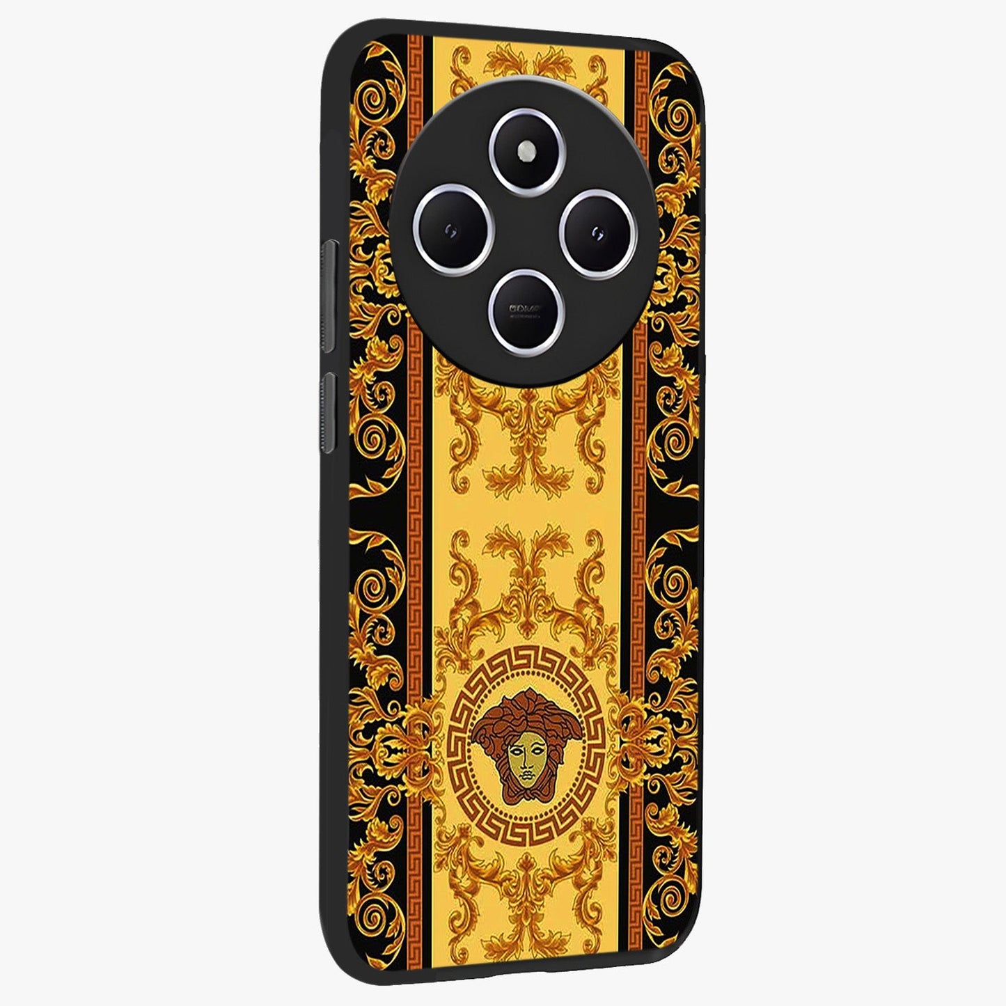 Golden Lotus Glow Glass Case upright view showcasing luminous lotus artwork with peaceful divine theme.