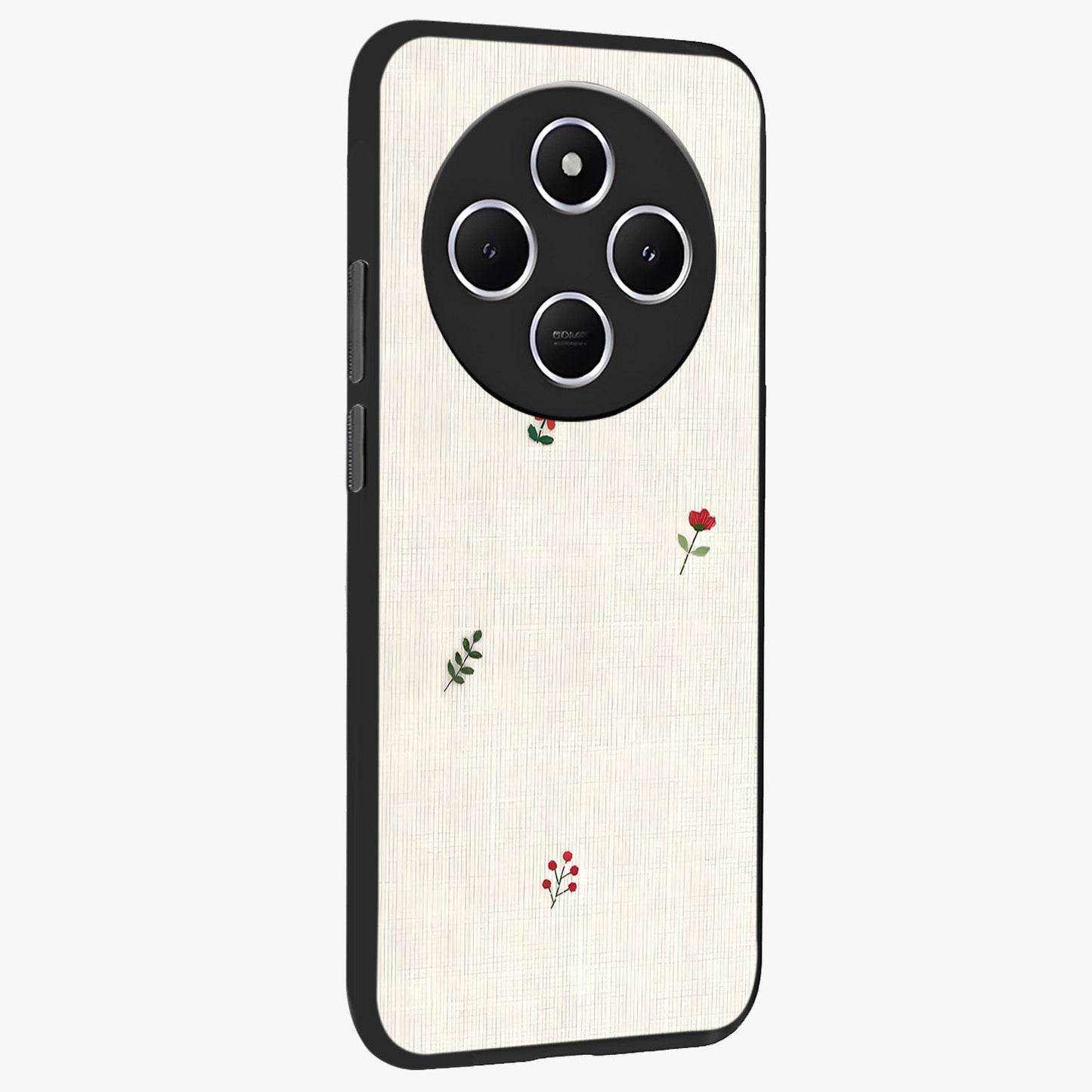 Minimalistic Blue With White Flower Pattern Glass Case upright view showcasing clean white flower artwork with calming blue theme.