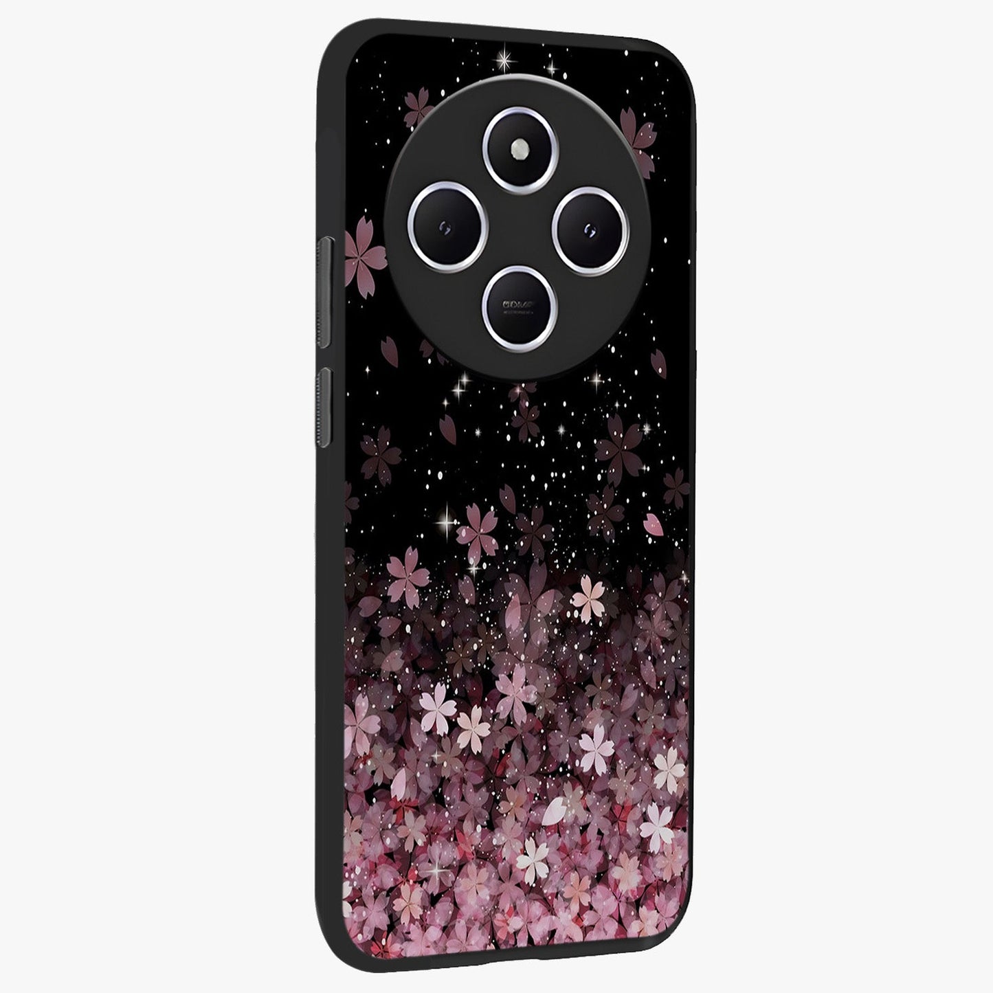 Small Starry Flowers Glass Case upright view showcasing charming floral artwork with dreamy starry theme.