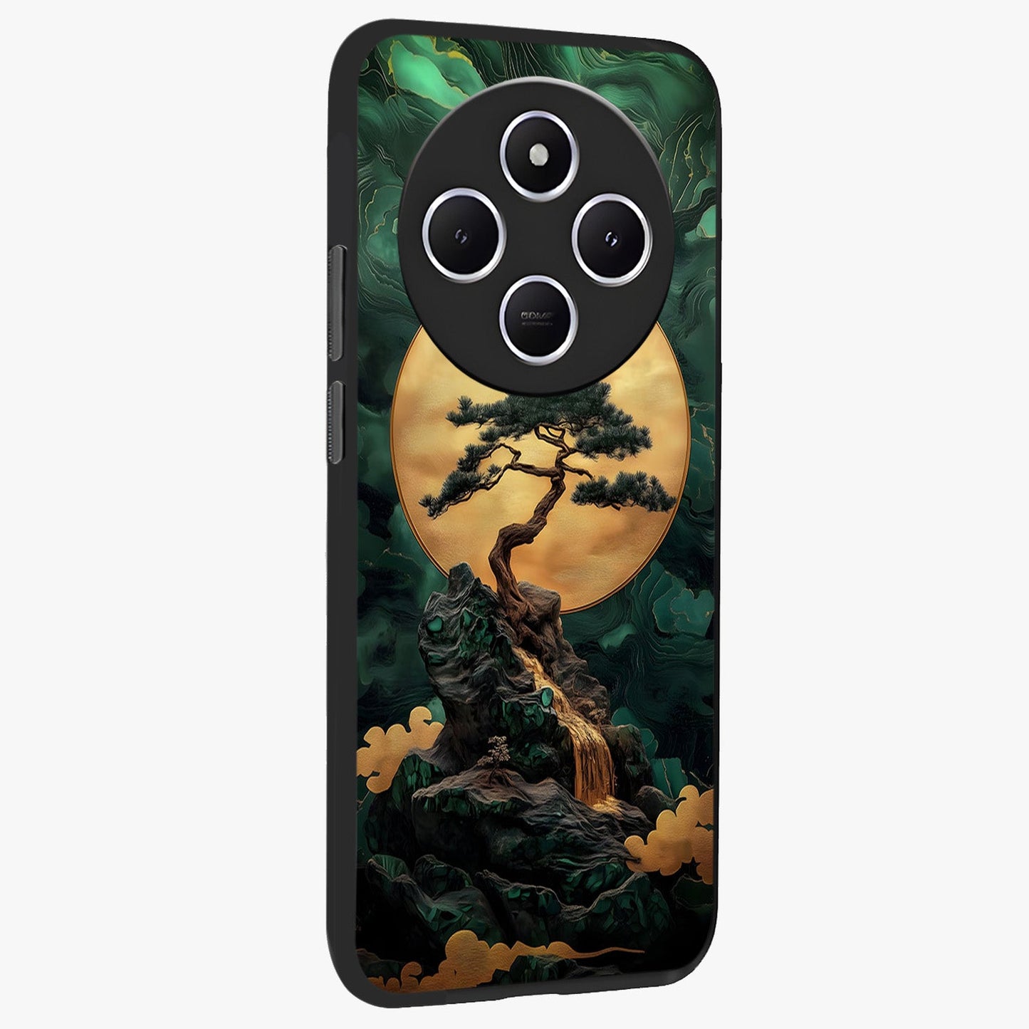 Zen Moon Rise Glass Case upright view showcasing serene moon artwork with tranquil night theme.