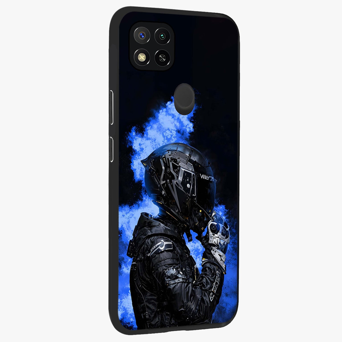 Cyber Sentinel Protocol Glass Case upright view showcasing advanced cyber sentinel artwork with futuristic tech theme.