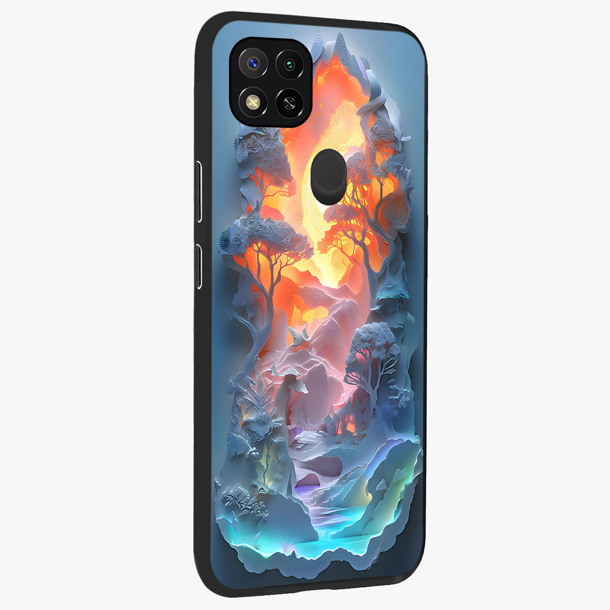 Glow Forest Portal Glass Case upright view showcasing enchanted forest portal artwork with fantasy nature theme.