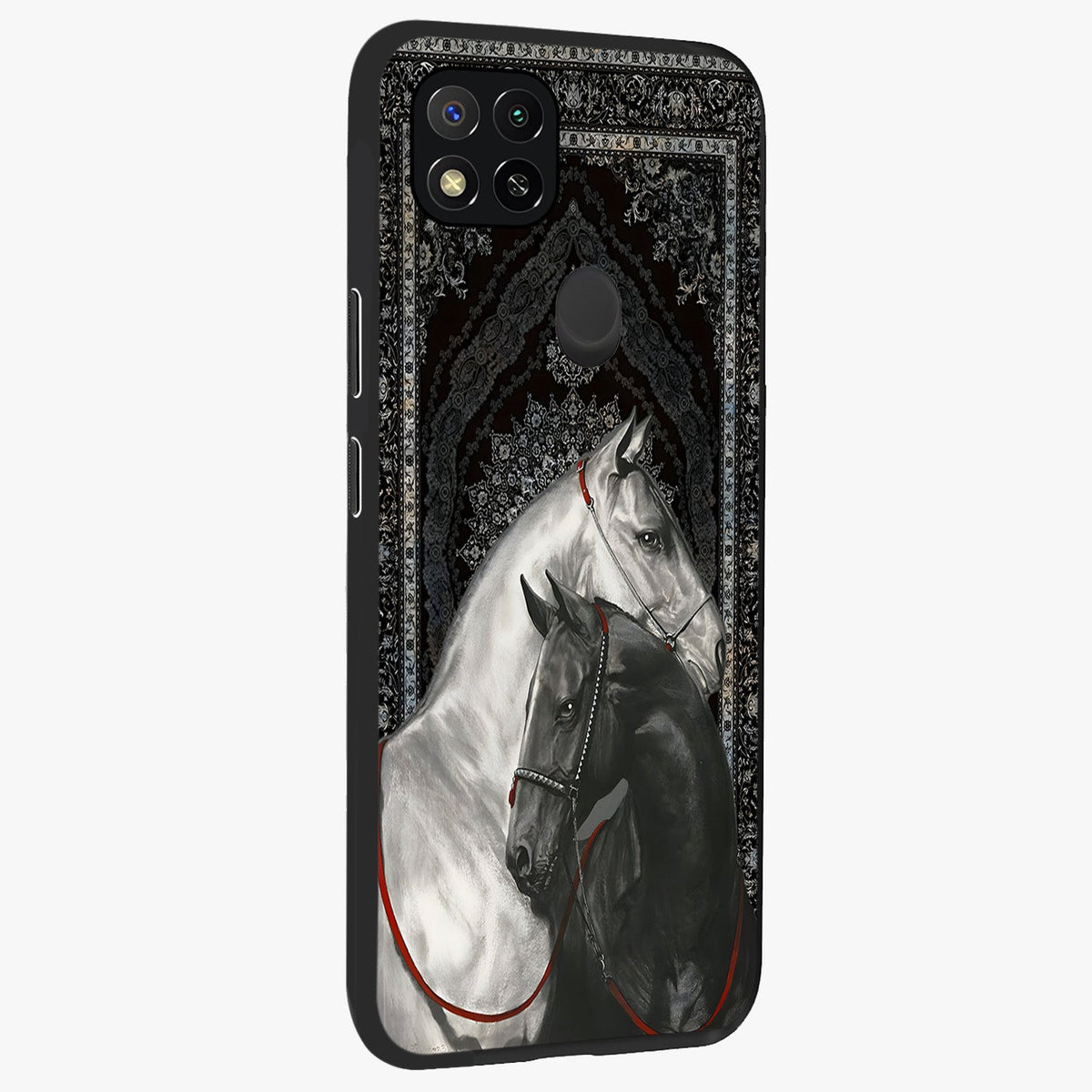 Majestic Ride Legacy Glass Case upright view showcasing dynamic ride inspired artwork with modern automotive theme.