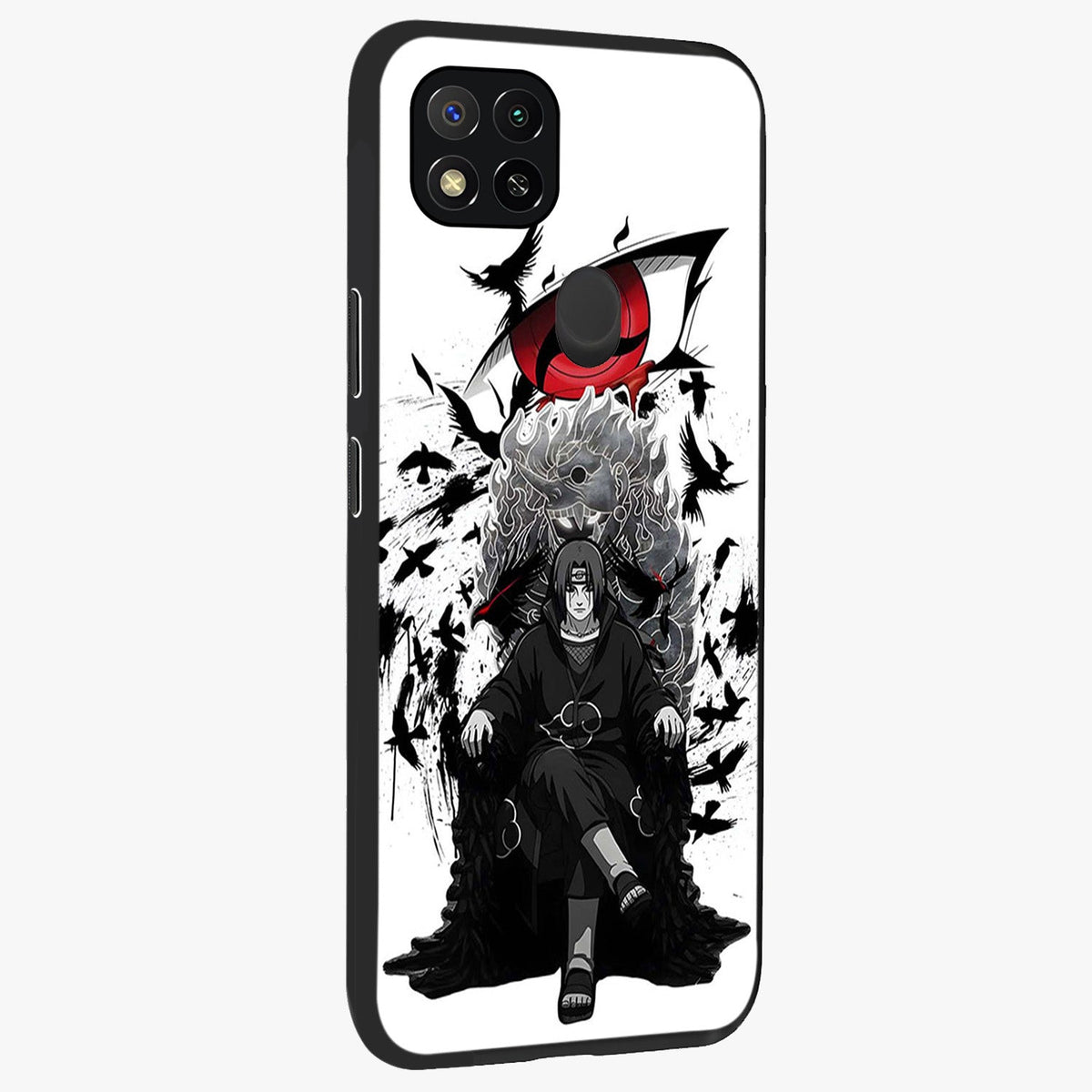 Uchiha Shadow Throne Glass Case upright view showcasing magical underwater galaxy artwork with vibrant cosmic theme.