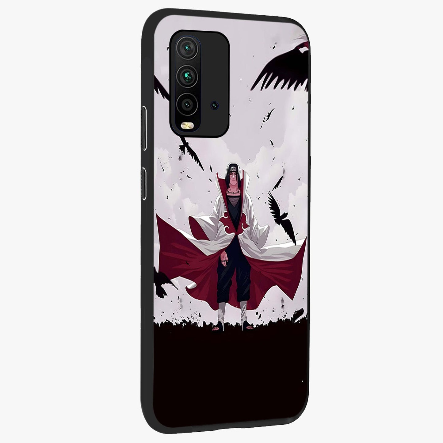 Crimson Crow Ascension Glass Case upright view showcasing dramatic crow artwork with bold gothic theme.