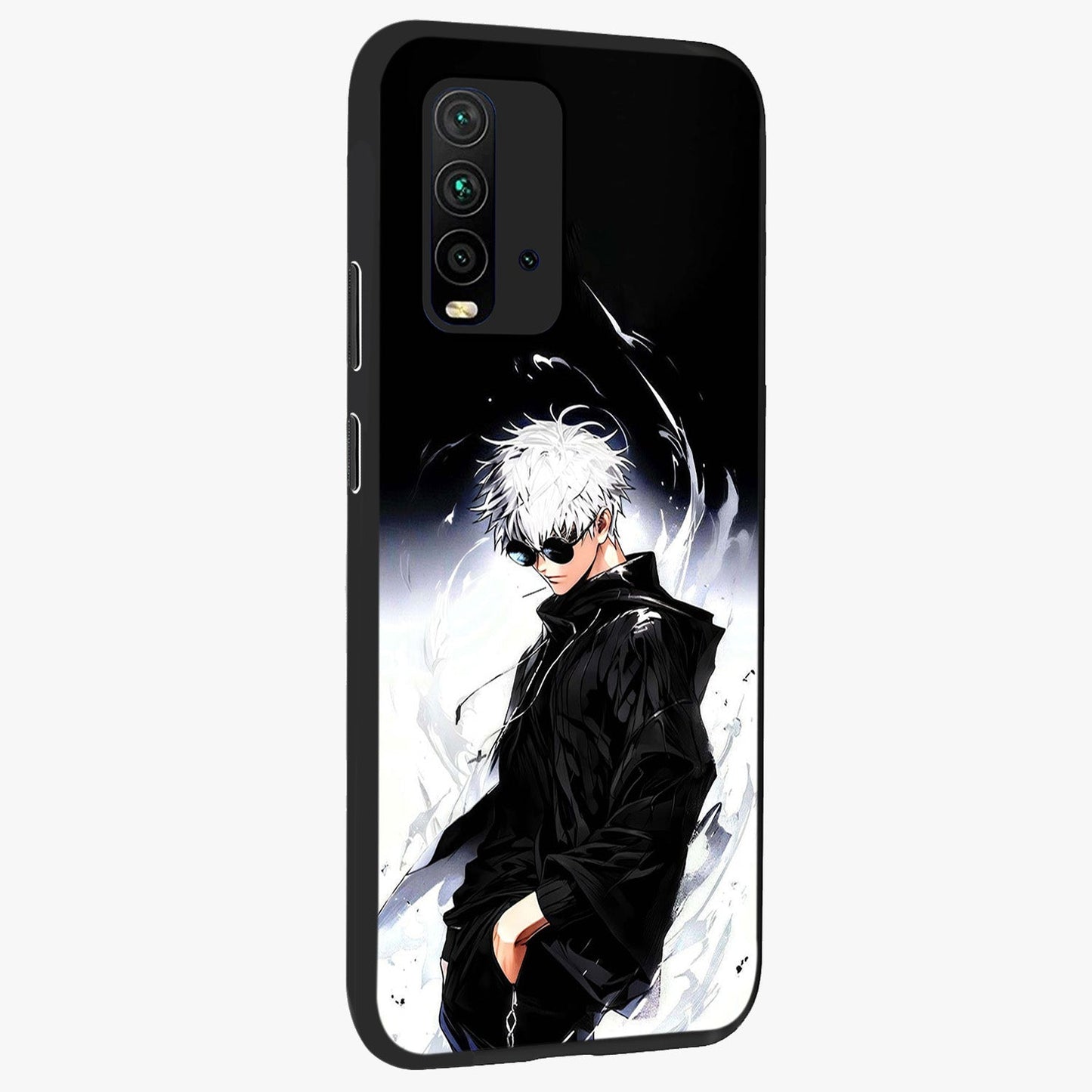Limitless Shadow King Glass Case upright view showcasing bold shadow warrior artwork with epic fantasy theme.