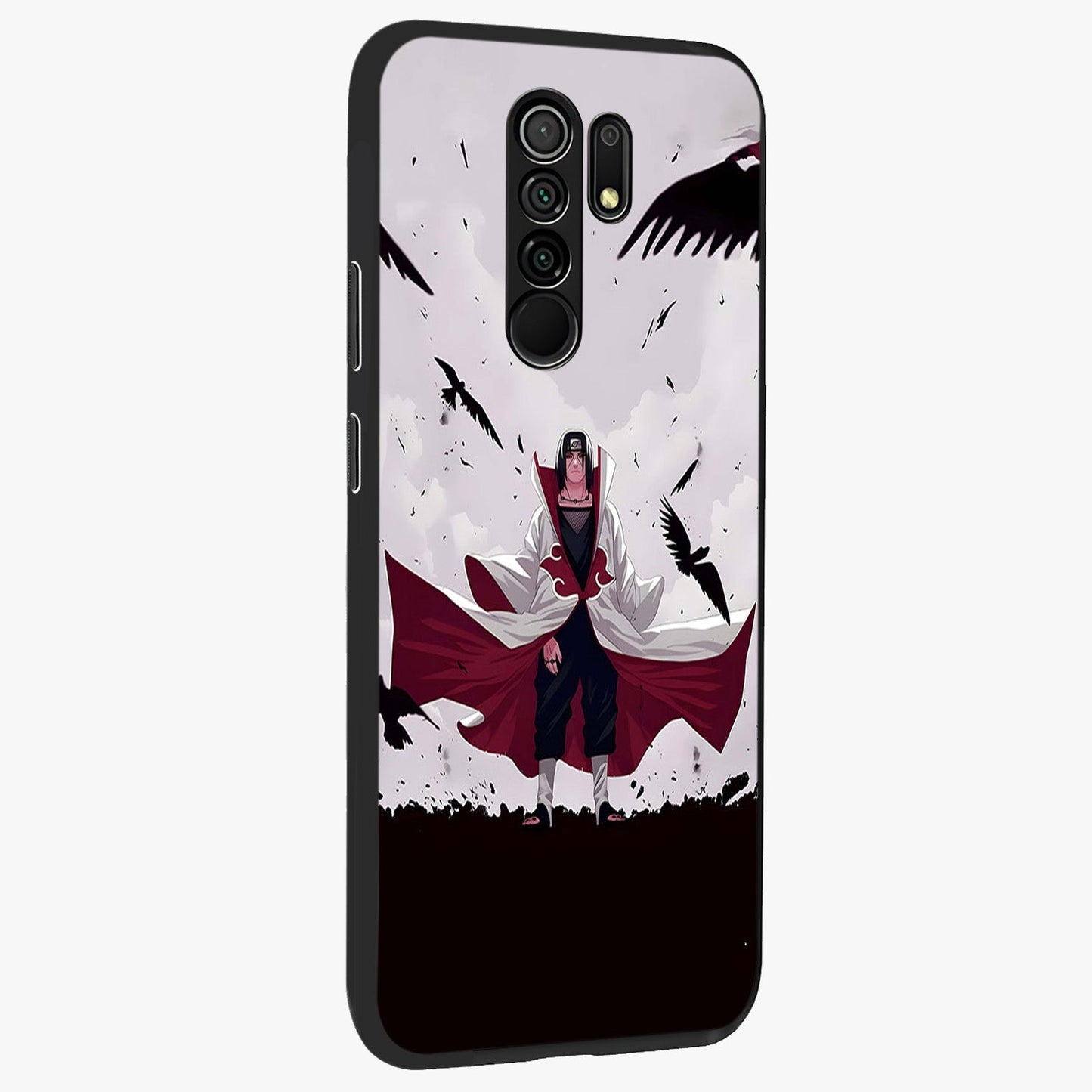 Crimson Crow Ascension Glass Case upright view showcasing dramatic crow artwork with bold gothic theme.