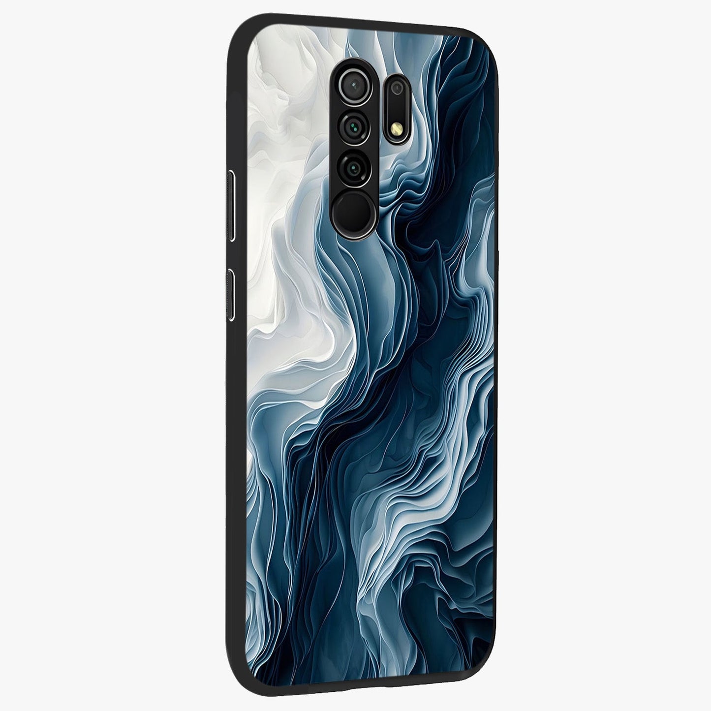 Ethereal Paper Marble Glass Case upright view showcasing smooth marble artwork with refined minimalist theme.
