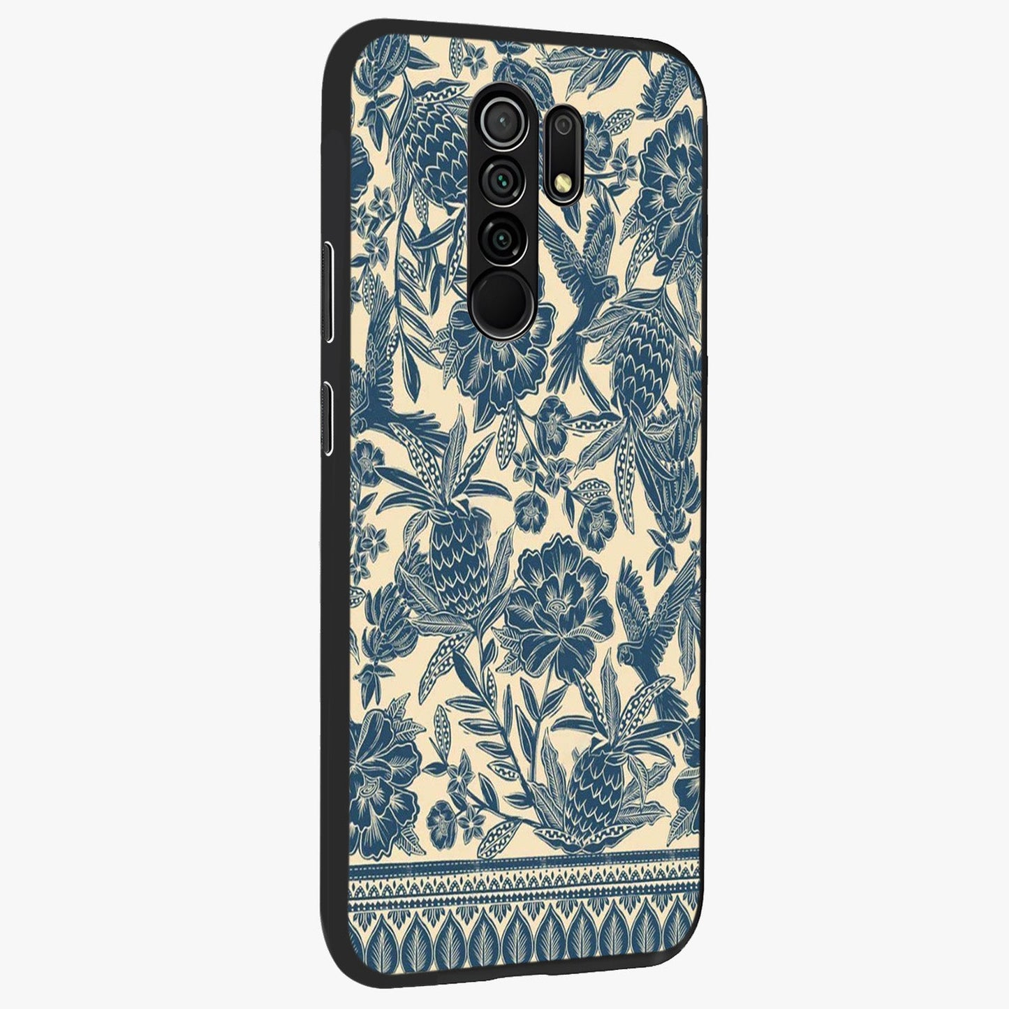 Heirloom Wild Bloom Glass Case upright view showcasing delicate wildflower artwork with timeless floral theme.
