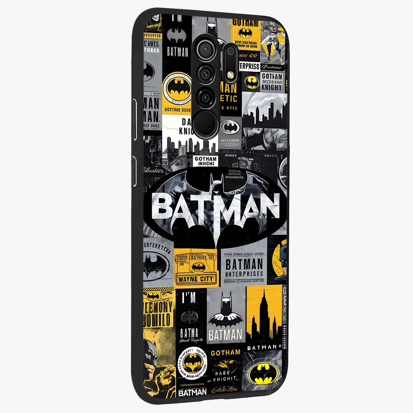 Knight Gotham Rise Glass Case upright view showcasing bold vigilante themed artwork with gothic city vibe.