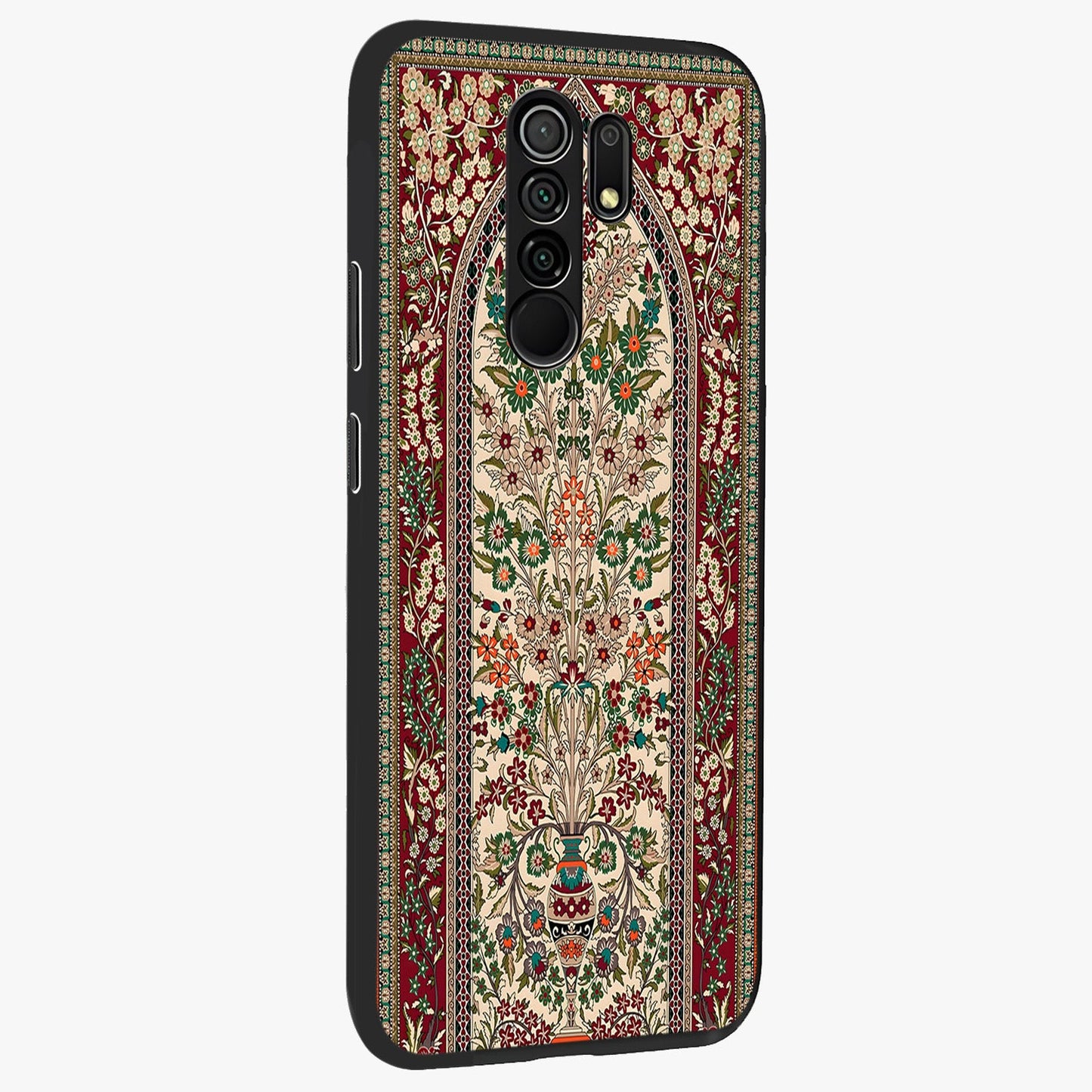 Persian Inspired Glass Case upright view showcasing decorative Persian artwork with rich heritage theme.