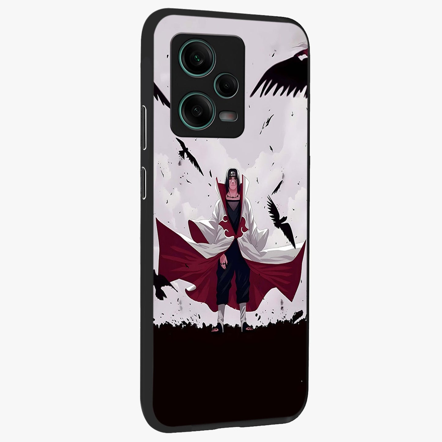 Crimson Crow Ascension Glass Case upright view showcasing dramatic crow artwork with bold gothic theme.