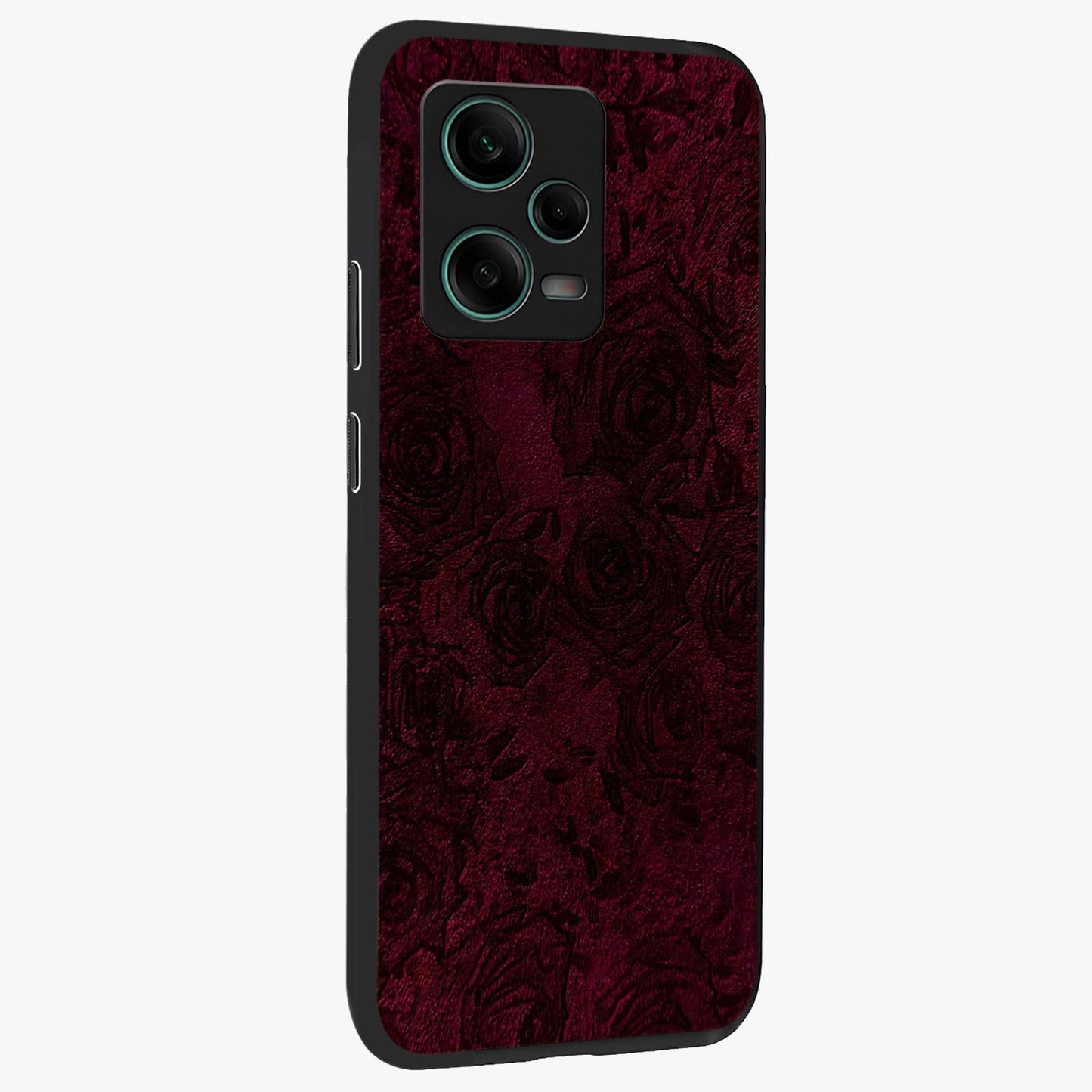 Crimson Fade Flow Glass Case upright view showcasing dynamic crimson flow artwork with stylish abstract theme.