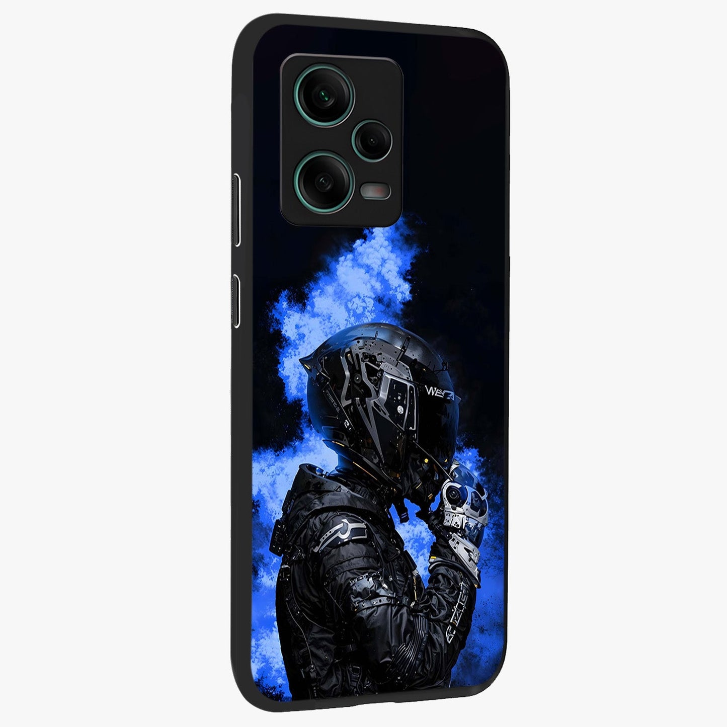 Cyber Sentinel Protocol Glass Case upright view showcasing advanced cyber sentinel artwork with futuristic tech theme.