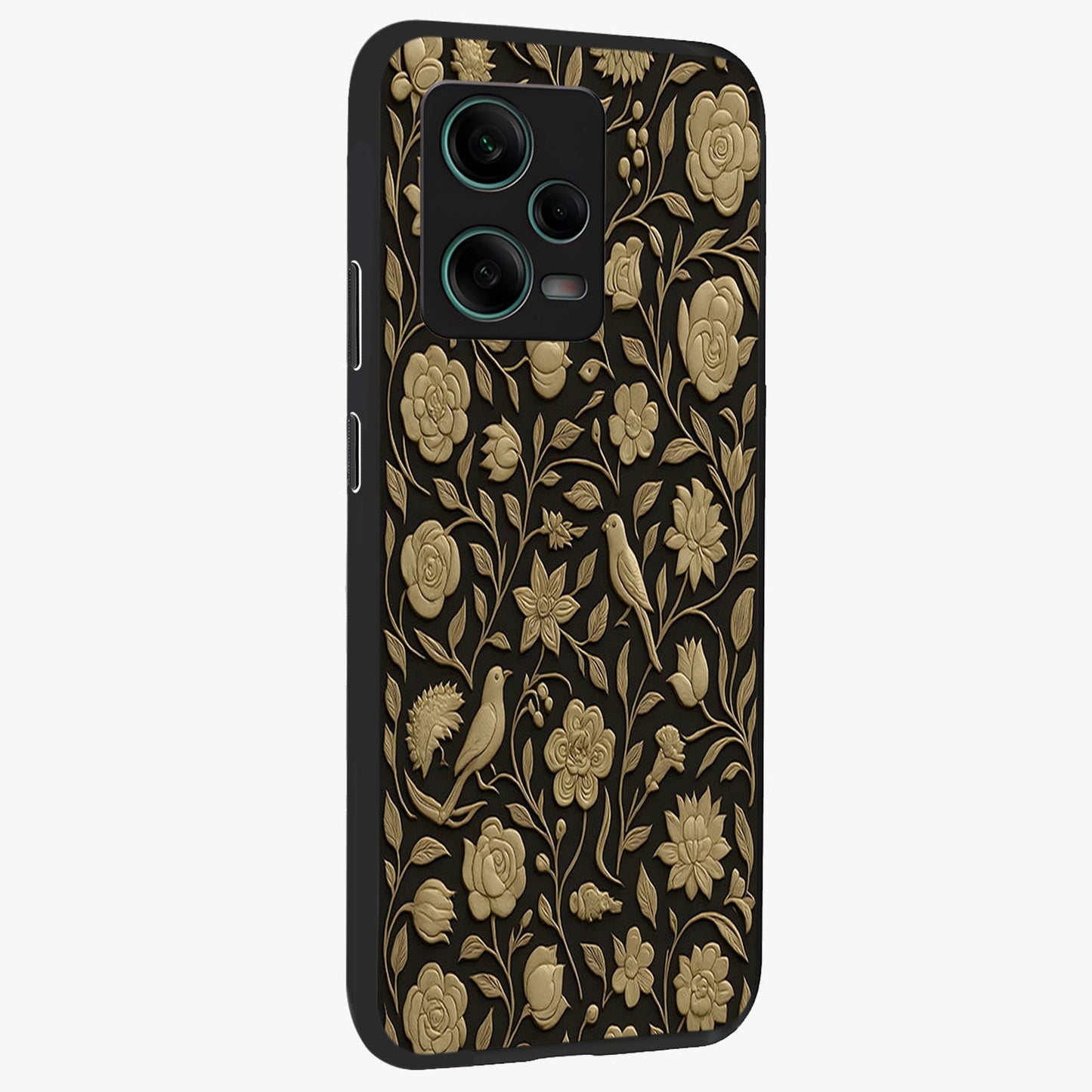 Golden Evil Eye Mandala Glass Case upright view showcasing decorative evil eye mandala artwork with spiritual aesthetic style.