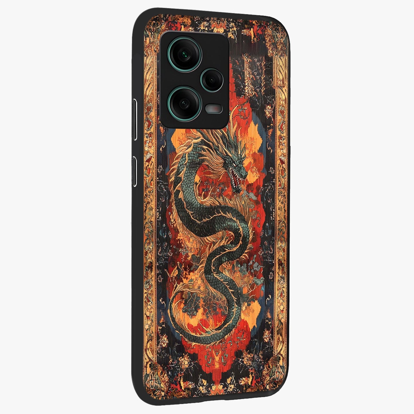 Inferno Dragon Soul Glass Case upright view showcasing intense dragon artwork with fantasy fire theme.