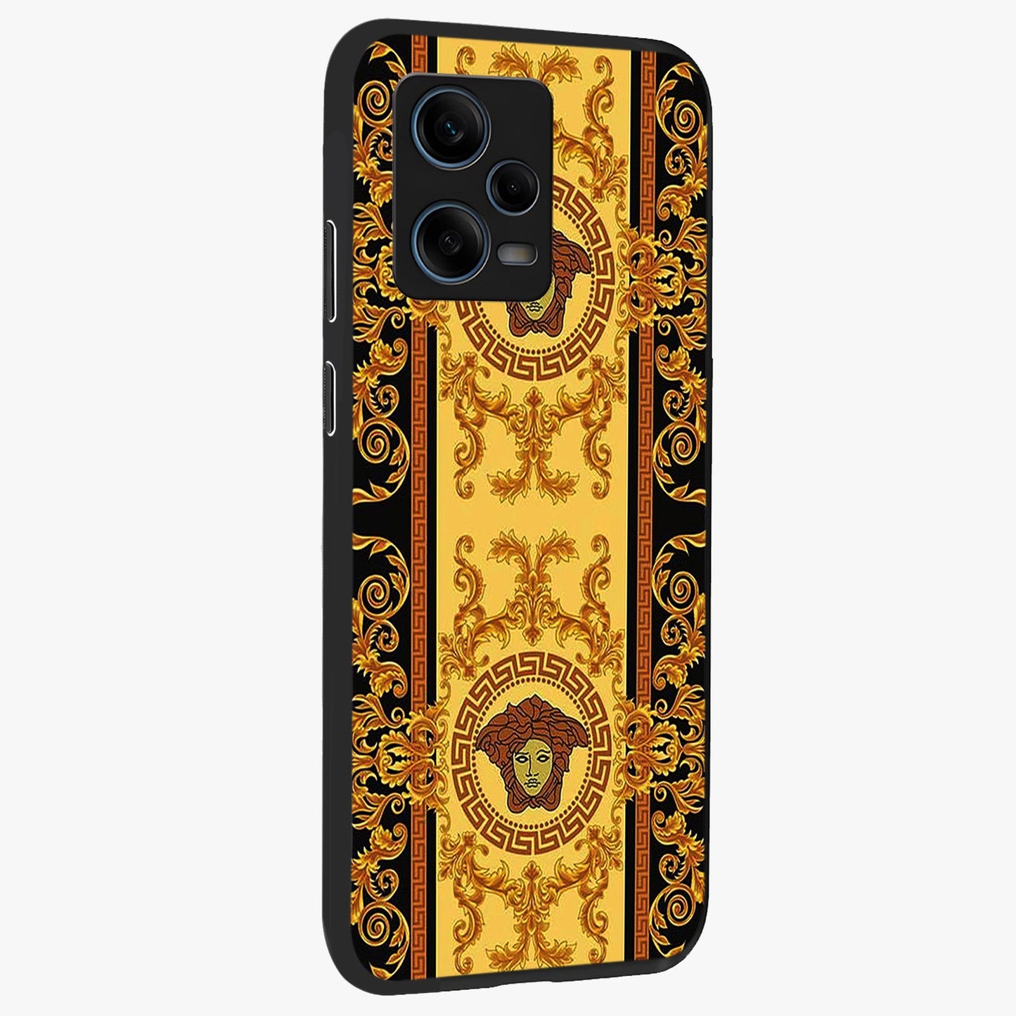 Golden Lotus Glow Glass Case upright view showcasing luminous lotus artwork with peaceful divine theme.