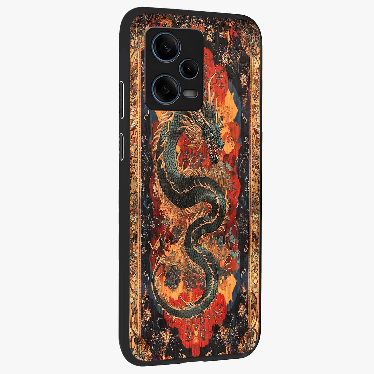 Inferno Dragon Soul Glass Case upright view showcasing intense dragon artwork with fantasy fire theme.