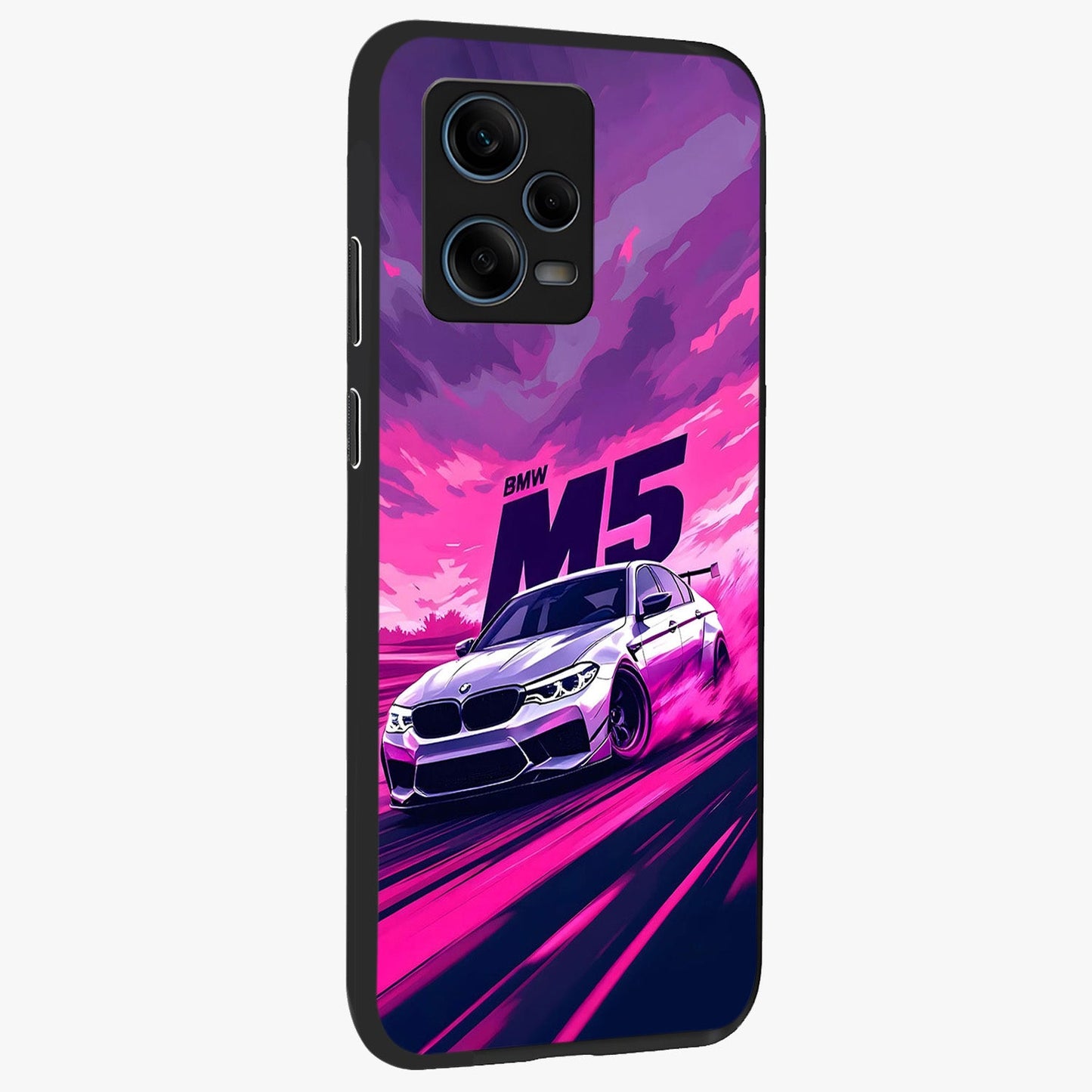 Velocity Drift Pulse Glass Case upright view showcasing powerful racing artwork with energetic motorsport theme.