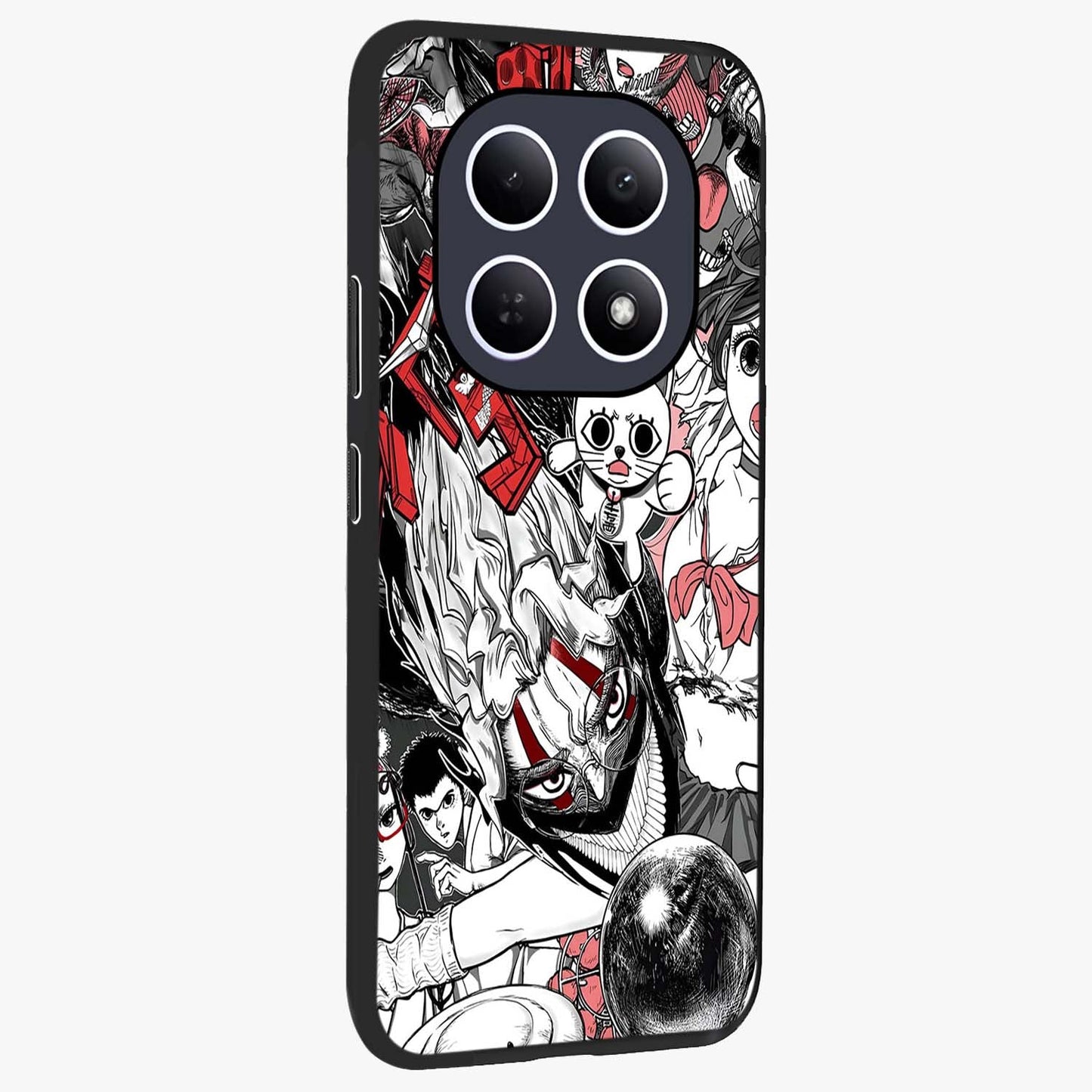 Crimson Chaos Panel Glass Case upright view showcasing intense crimson artwork with dramatic aesthetic style.