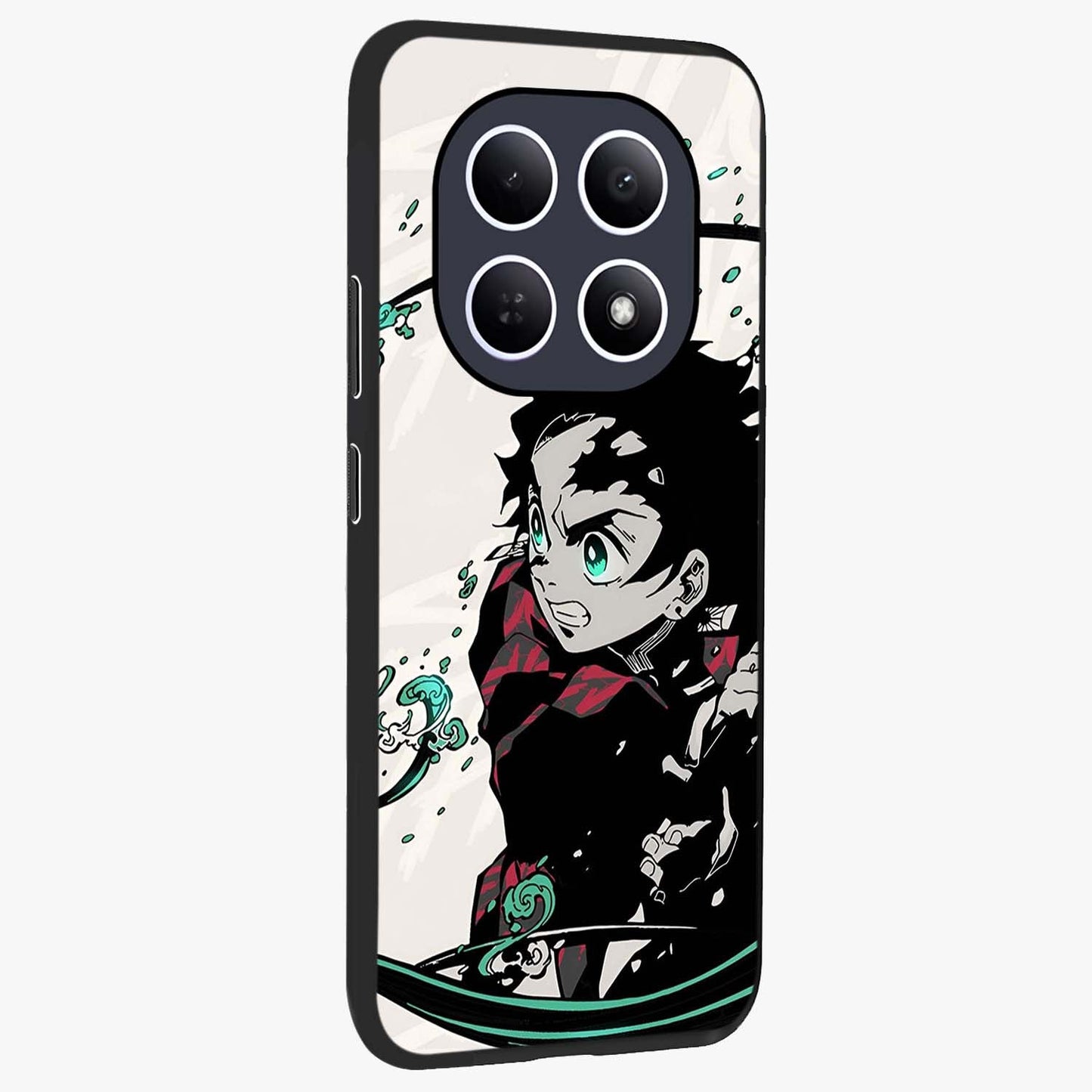 Demon Slayer Glass Case upright view showcasing powerful anime artwork with intense warrior theme.