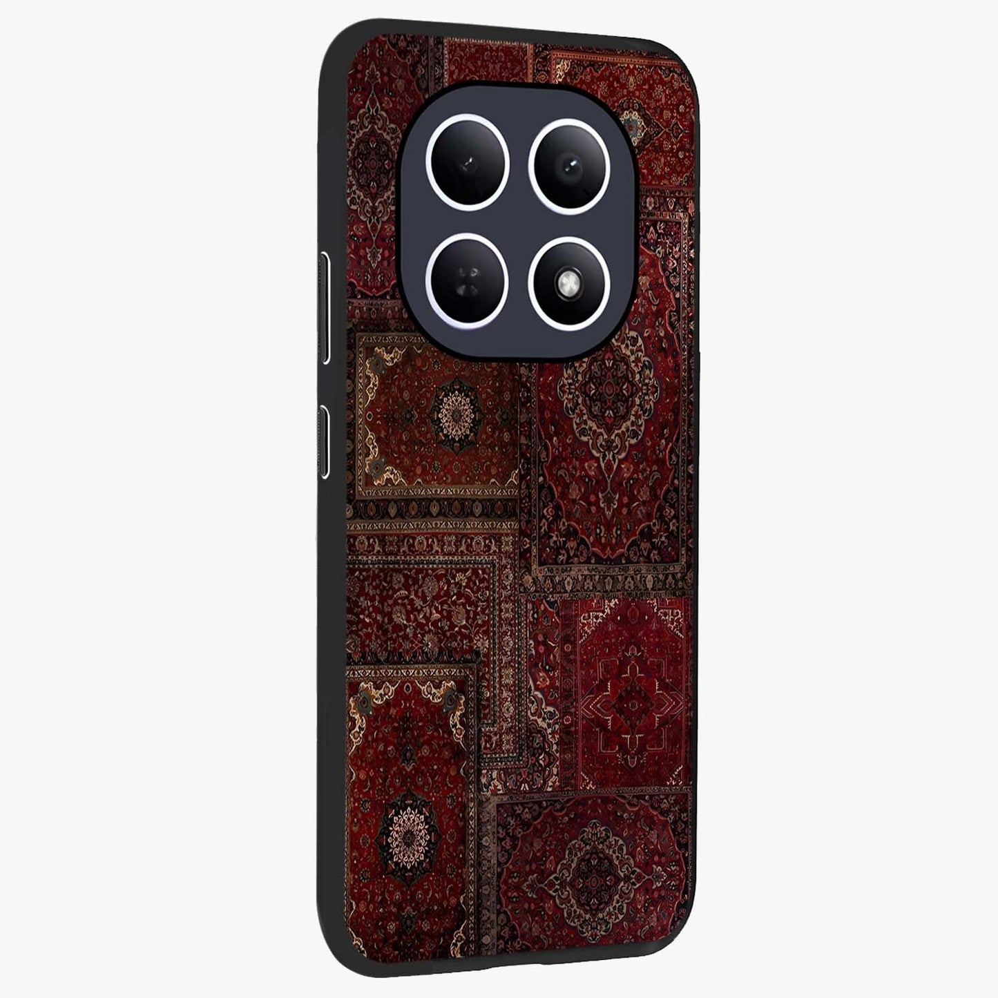 Persian Velvet Tale Glass Case upright view showcasing elegant Persian artwork with classic heritage theme.