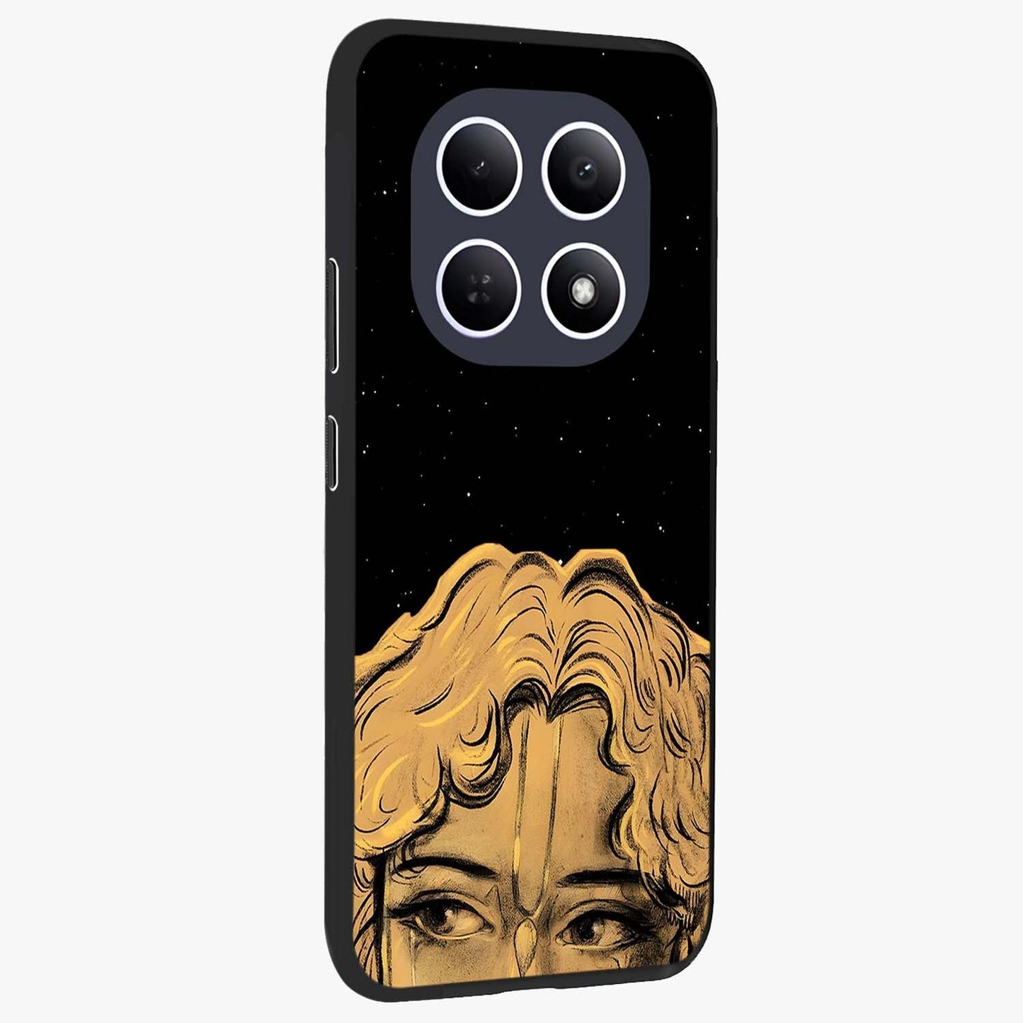 Shri Krishna Art Glass Case upright view showcasing sacred Krishna themed artwork with peaceful devotional style.